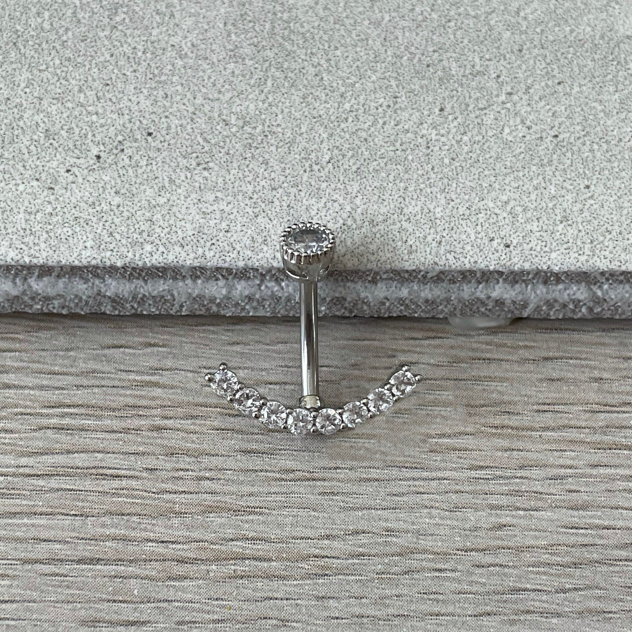 Ecliptic Crescent Belly Button Ring-Belly Button Rings-Elara Body Jewelry