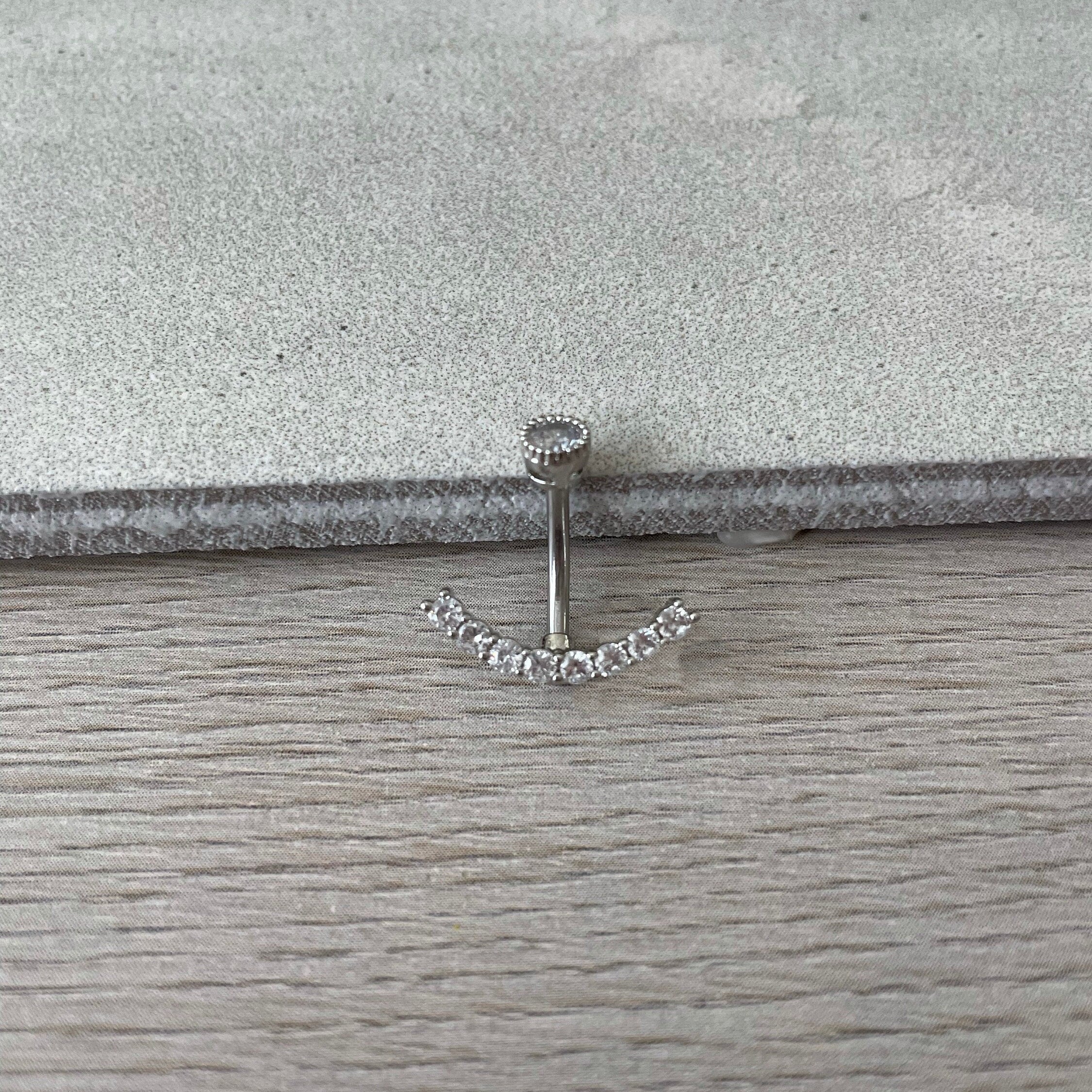 Ecliptic Crescent Belly Button Ring-Belly Button Rings-Elara Body Jewelry