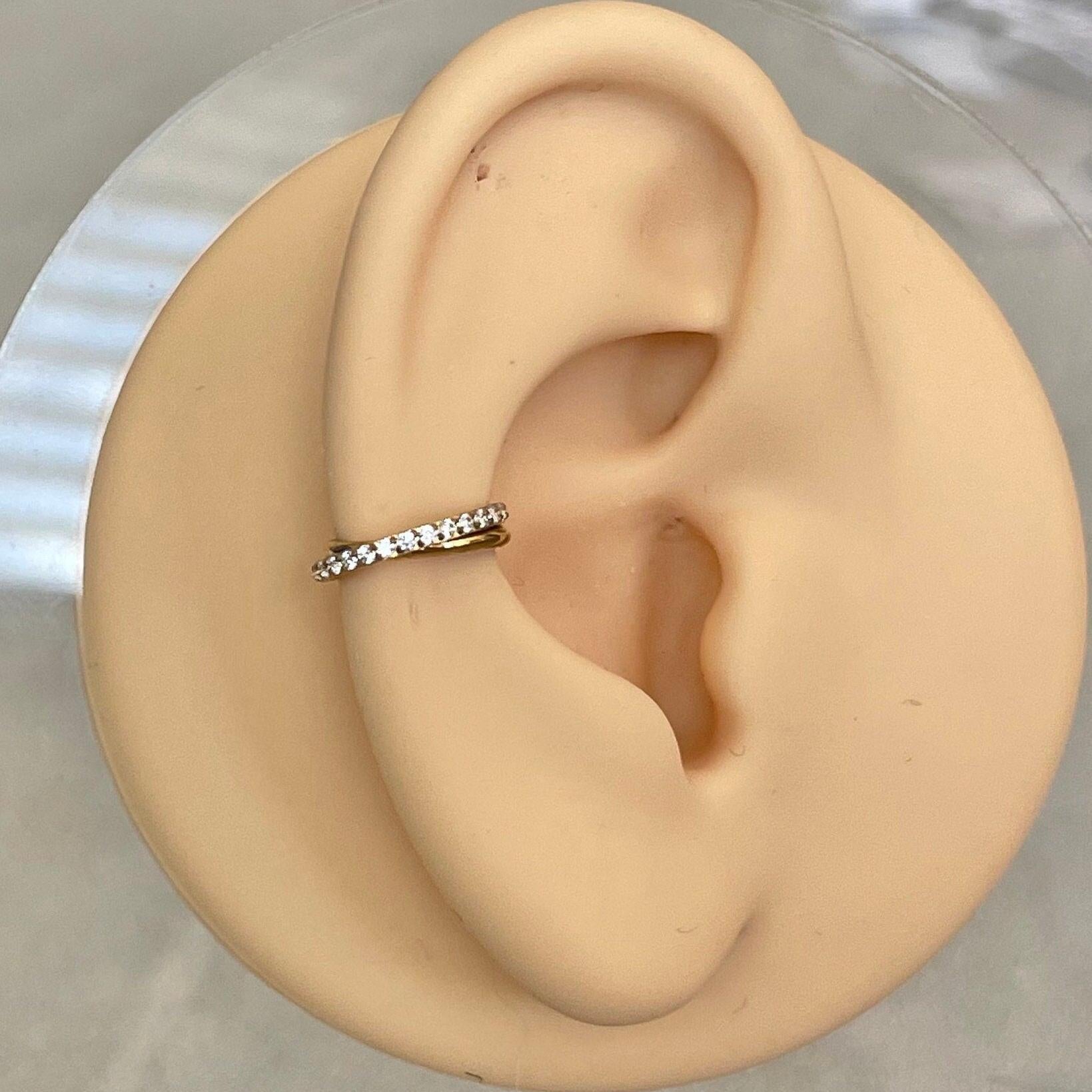 Elan Duet Conch Earring-Cartilage Earring-8mm Inner Diameter-Gold-Elara Body Jewelry