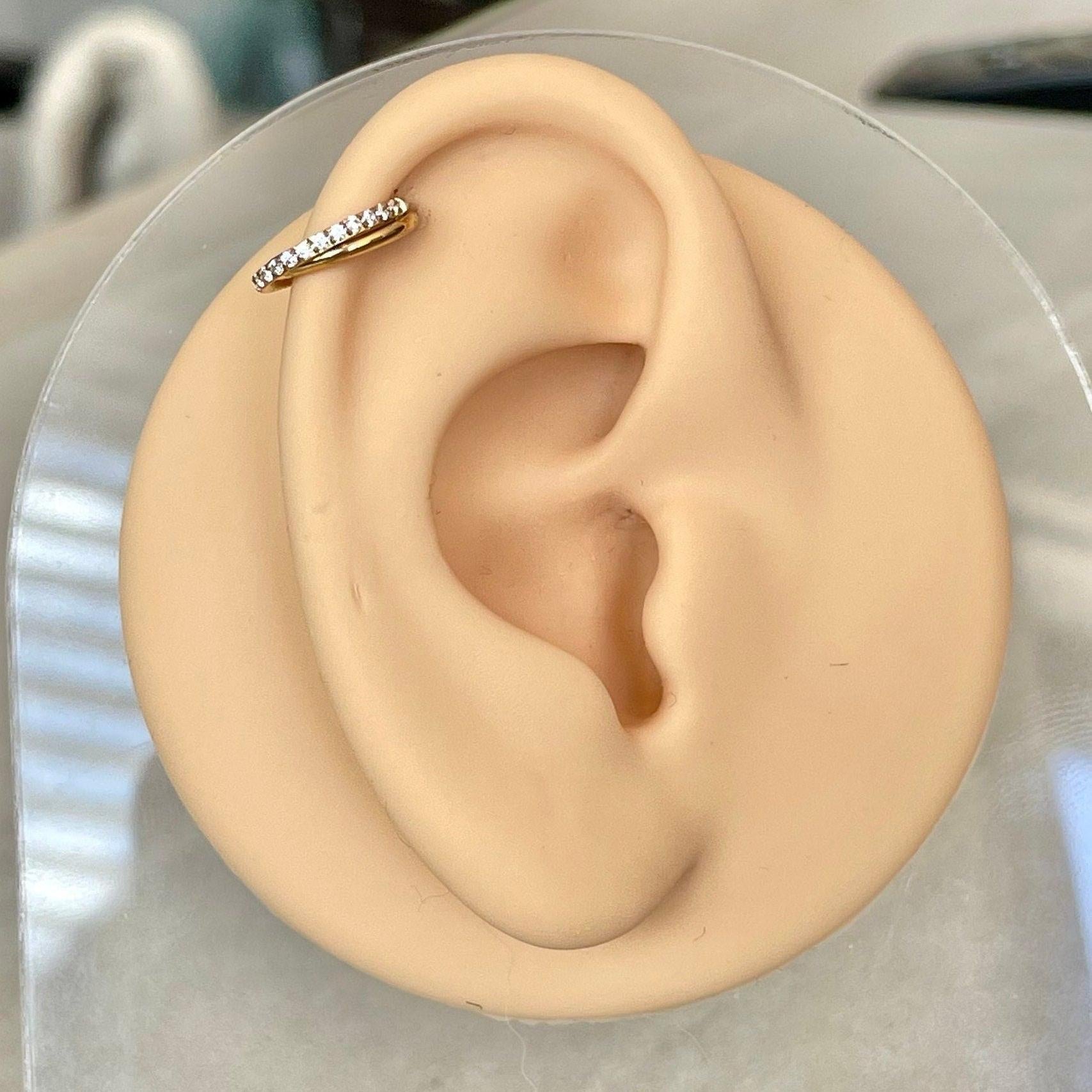 Elan Duet Helix Earring-Cartilage Earring-8mm Inner Diameter-Gold-Elara Body Jewelry