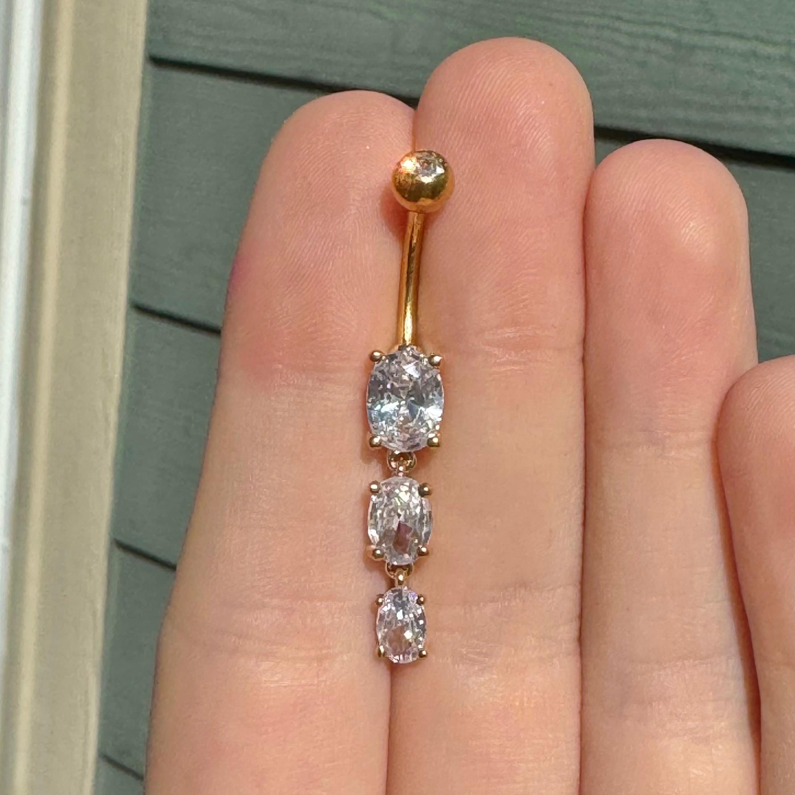 Elura Drops Belly Button Ring-Belly Button Rings-Gold-Elara Body Jewelry