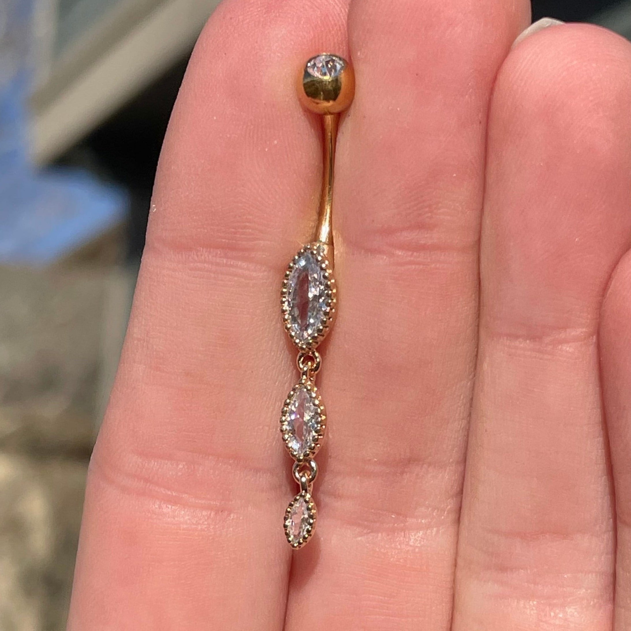 Elysian Tears Belly Button Ring-Belly Button Rings-Gold-Elara Body Jewelry