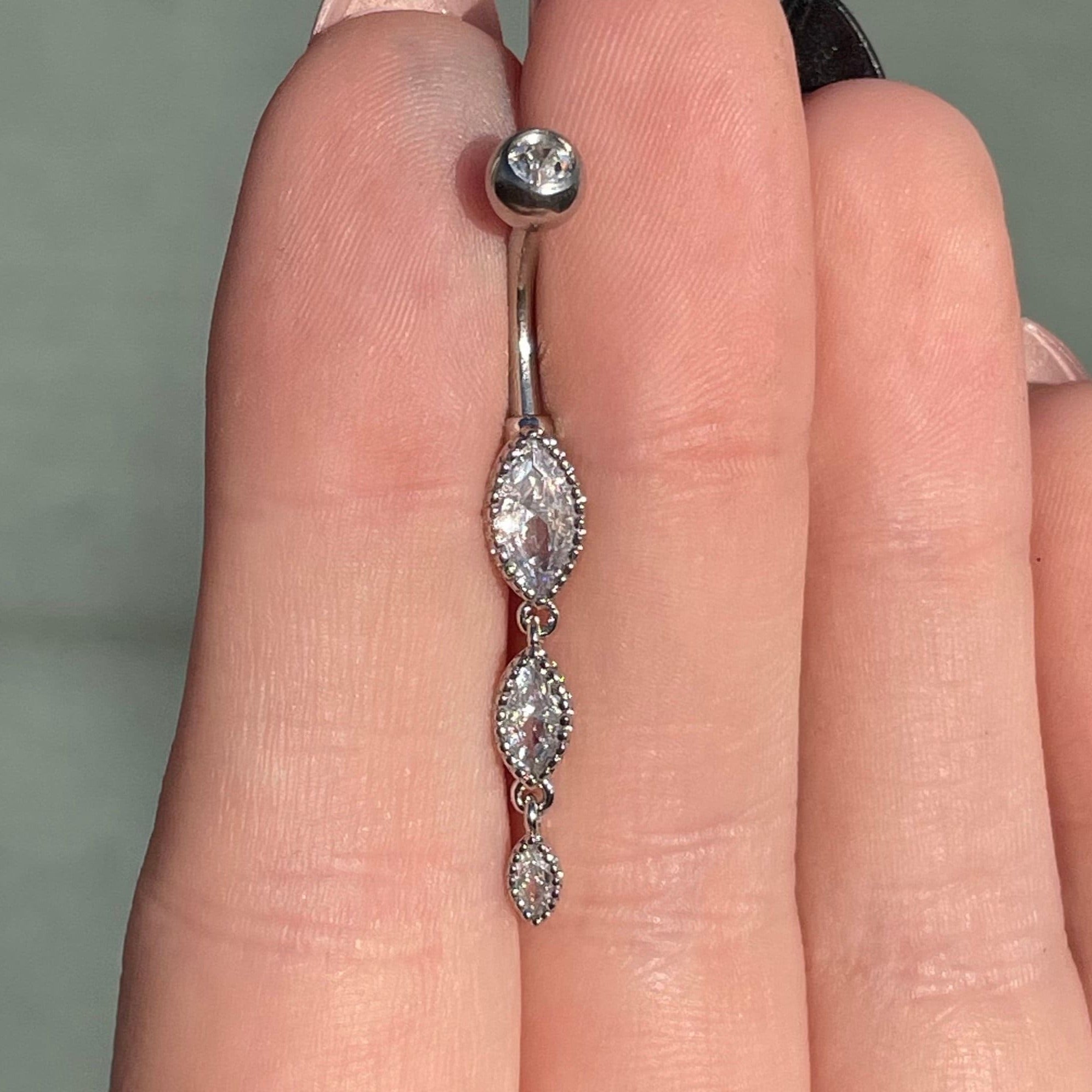 Elysian Tears Belly Button Ring-Belly Button Rings-Silver-Elara Body Jewelry