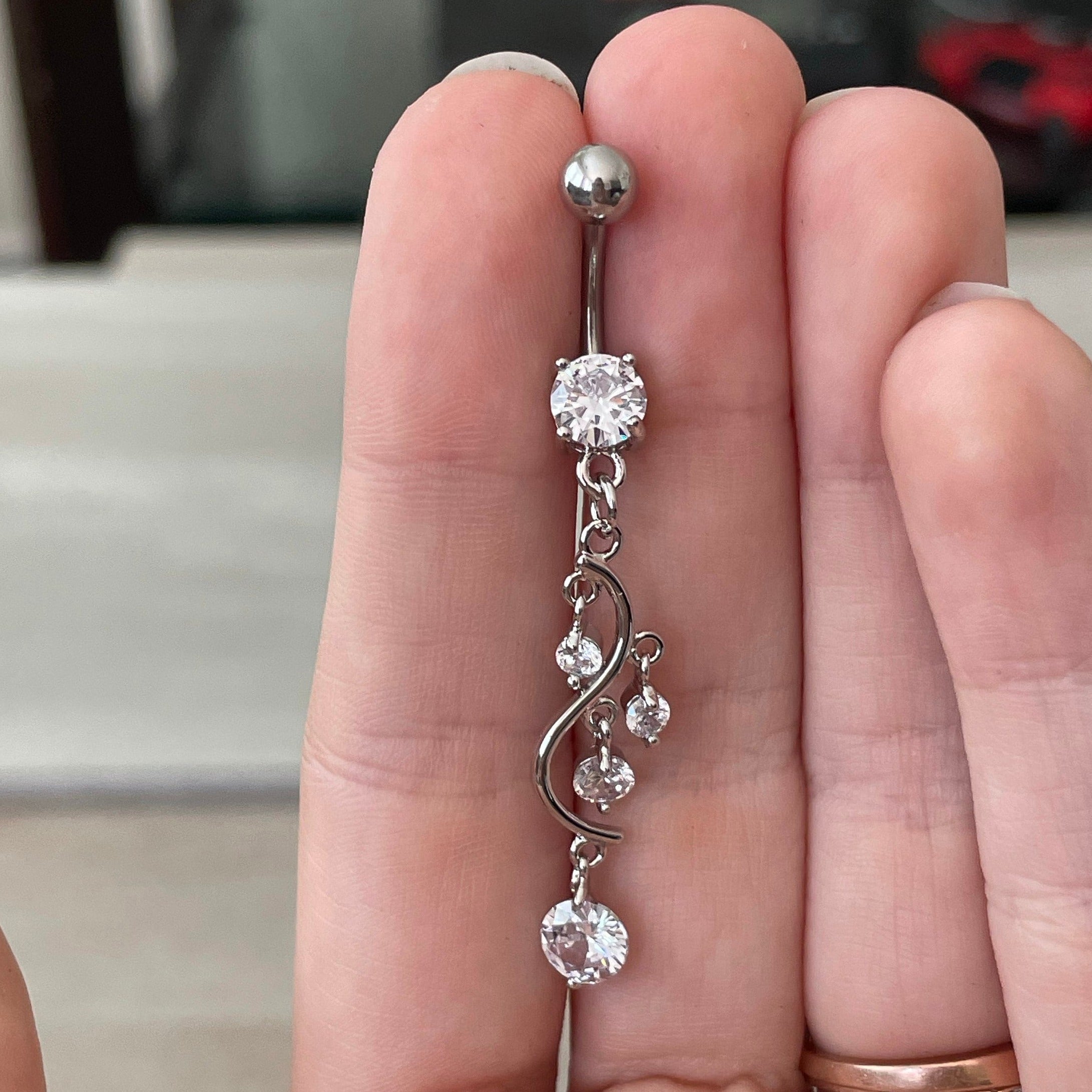 Eternal Cascade Belly Button Ring-Belly Button Rings-Elara Body Jewelry