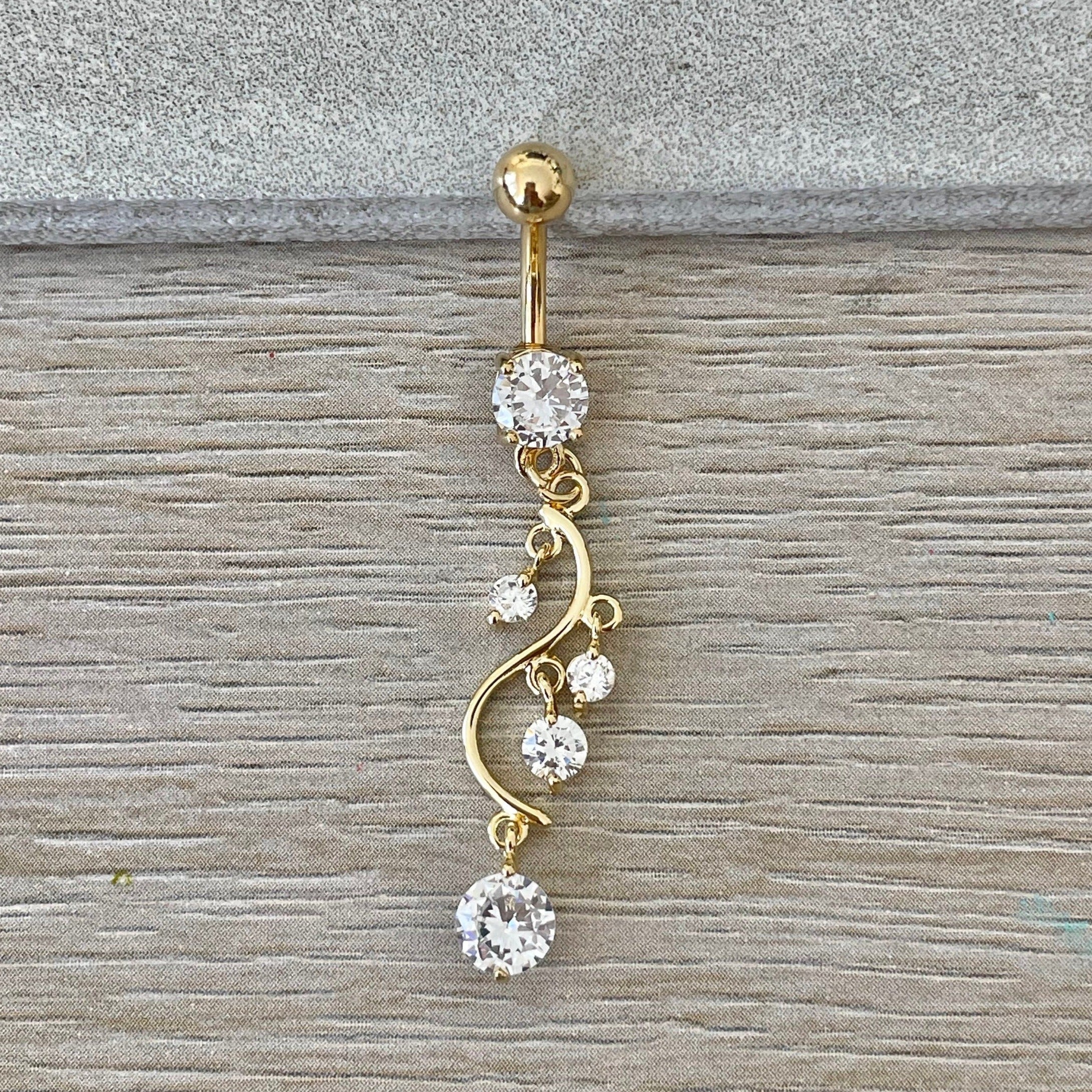 Eternal Cascade Belly Button Ring-Belly Button Rings-Elara Body Jewelry