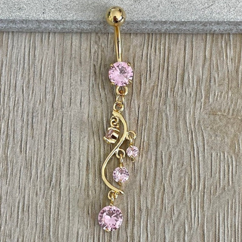 Eternal Cascade Belly Button Ring-Belly Button Rings-Elara Body Jewelry