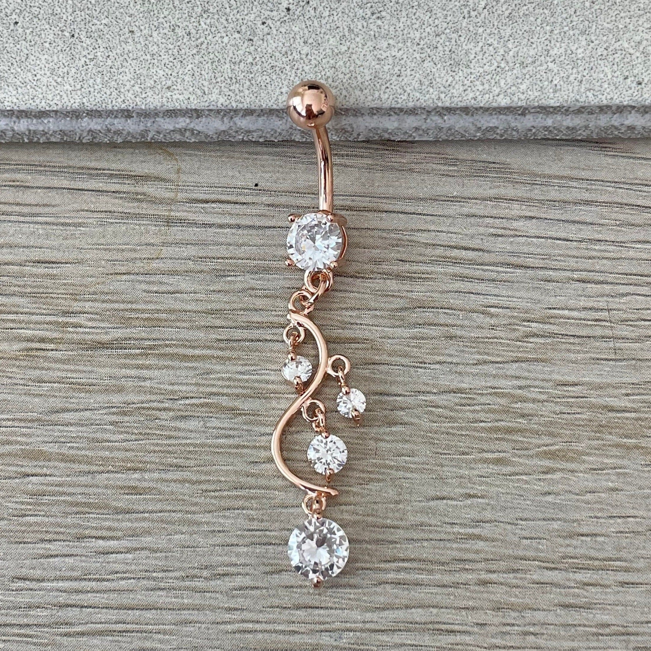 Eternal Cascade Belly Button Ring-Belly Button Rings-Elara Body Jewelry