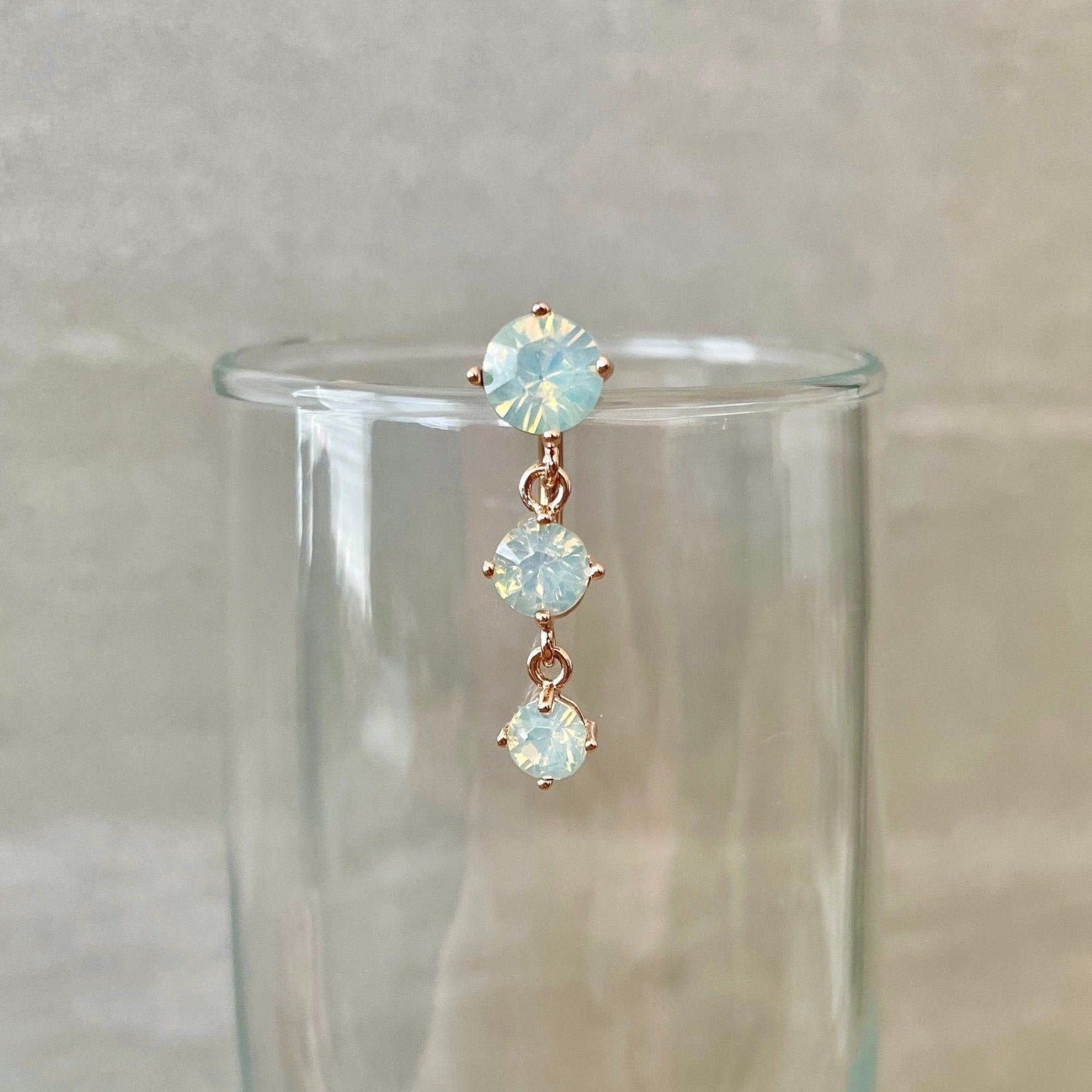 Ethereal Aura Drop Belly Button Ring-Belly Button Rings-Rose gold-Elara Body Jewelry