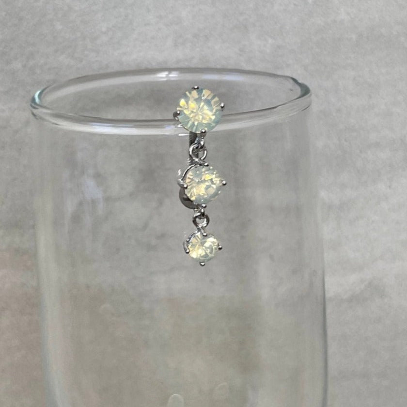 Ethereal Aura Drop Belly Button Ring-Belly Button Rings-Silver-Elara Body Jewelry