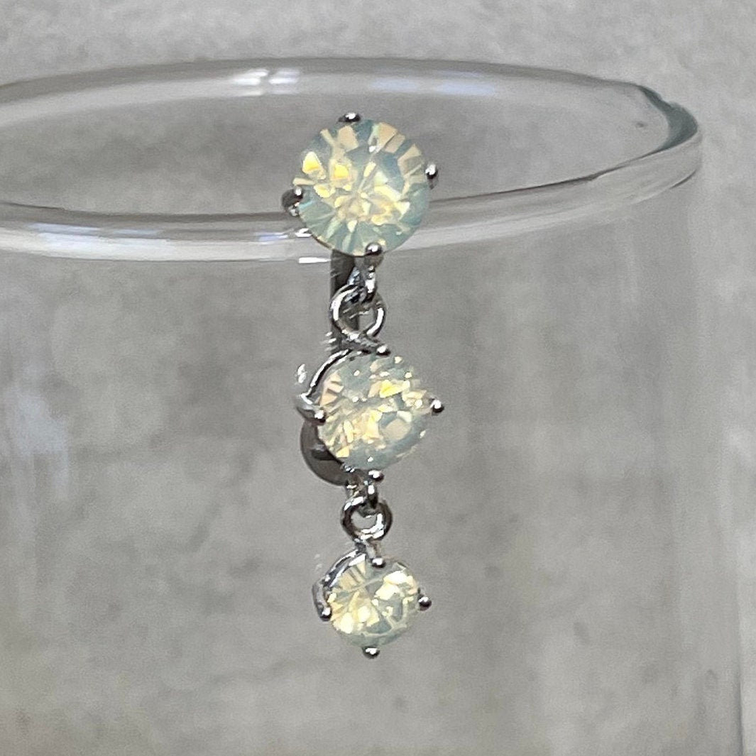 Ethereal Aura Drop Belly Button Ring-Belly Button Rings-Silver-Elara Body Jewelry