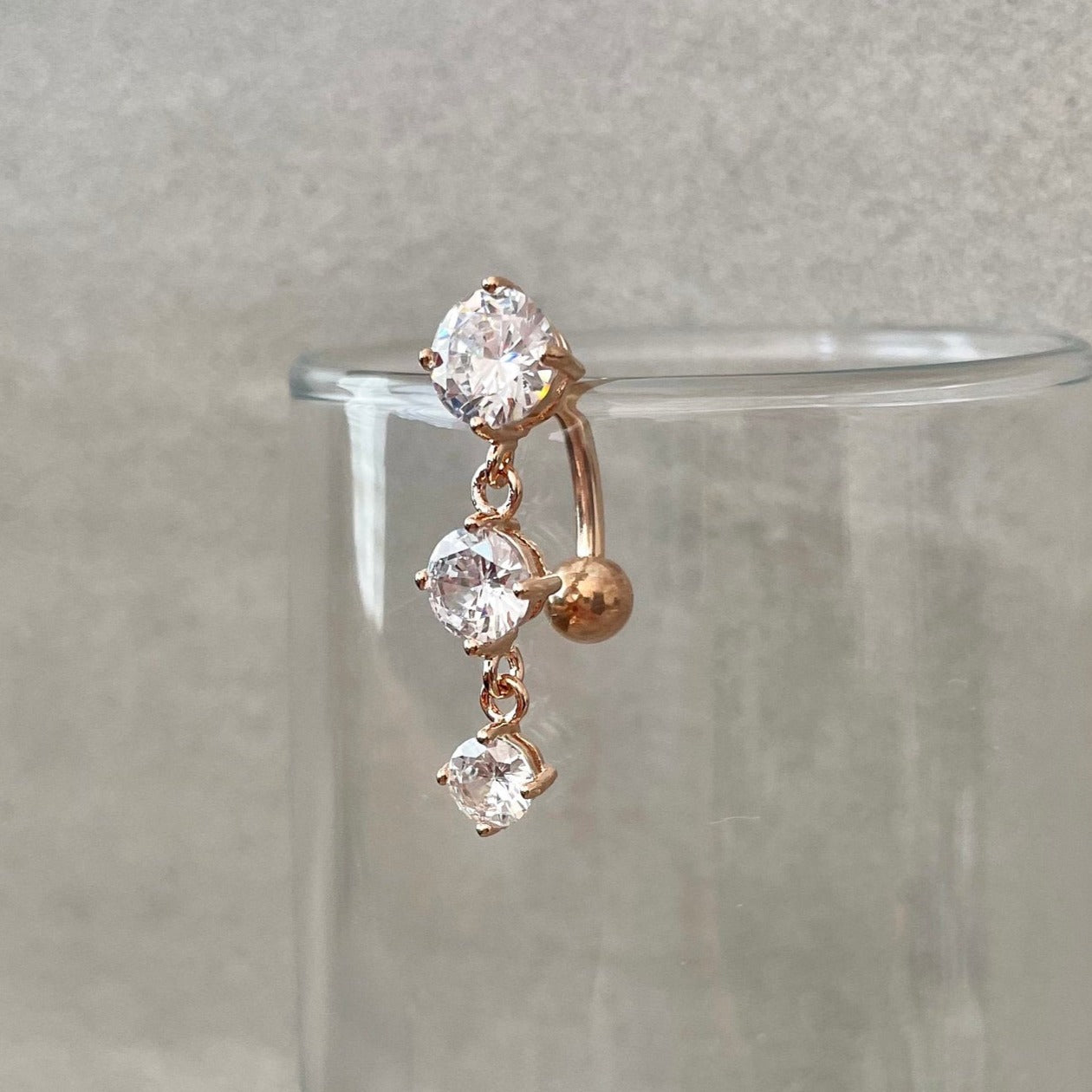 Ethereal Drop Belly Button Ring-Belly Button Rings-Rose gold-Elara Body Jewelry