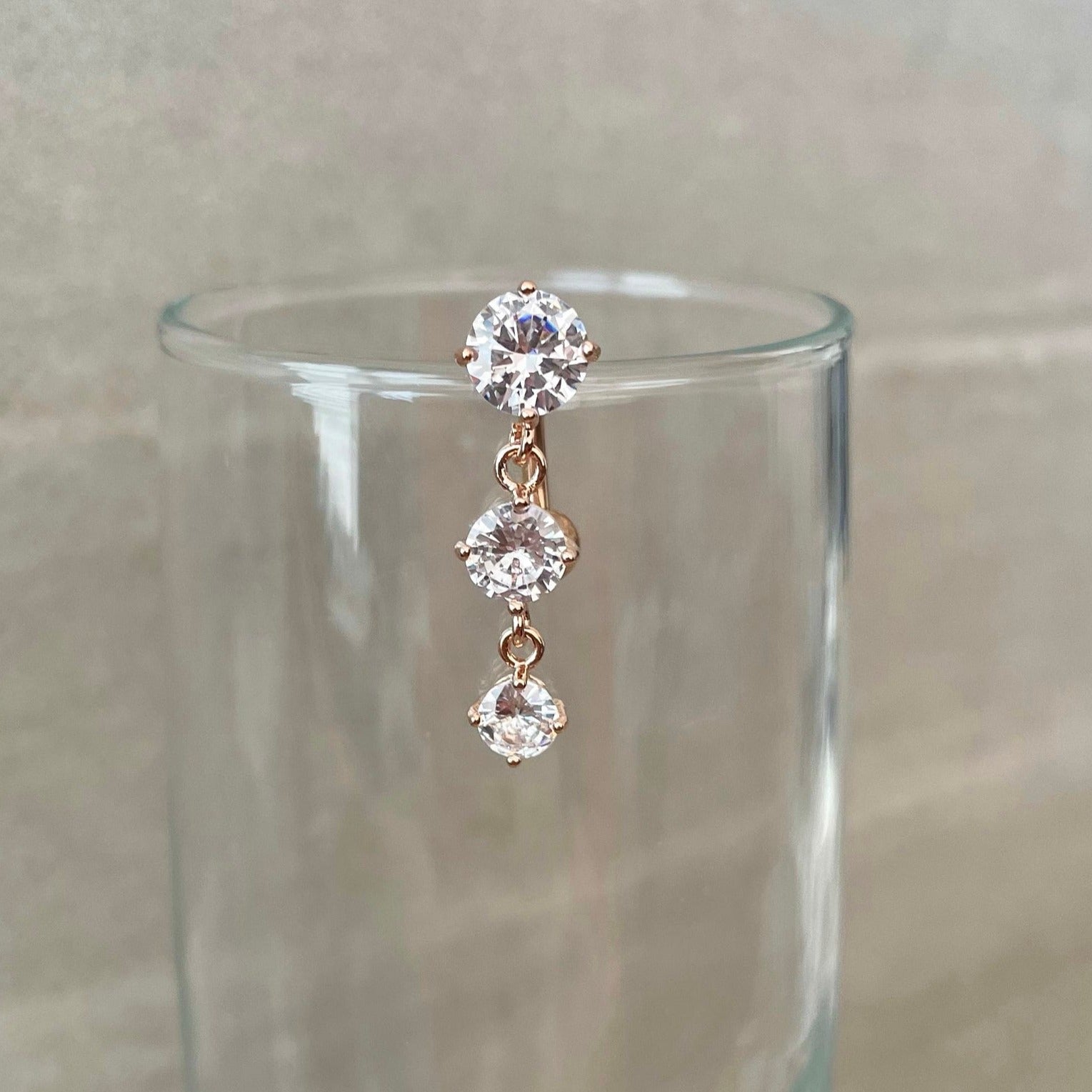 Ethereal Drop Belly Button Ring-Belly Button Rings-Rose gold-Elara Body Jewelry