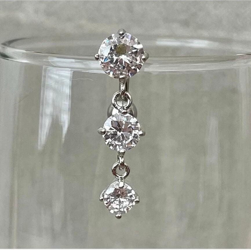 Ethereal Drop Belly Button Ring-Belly Button Rings-Silver-Elara Body Jewelry