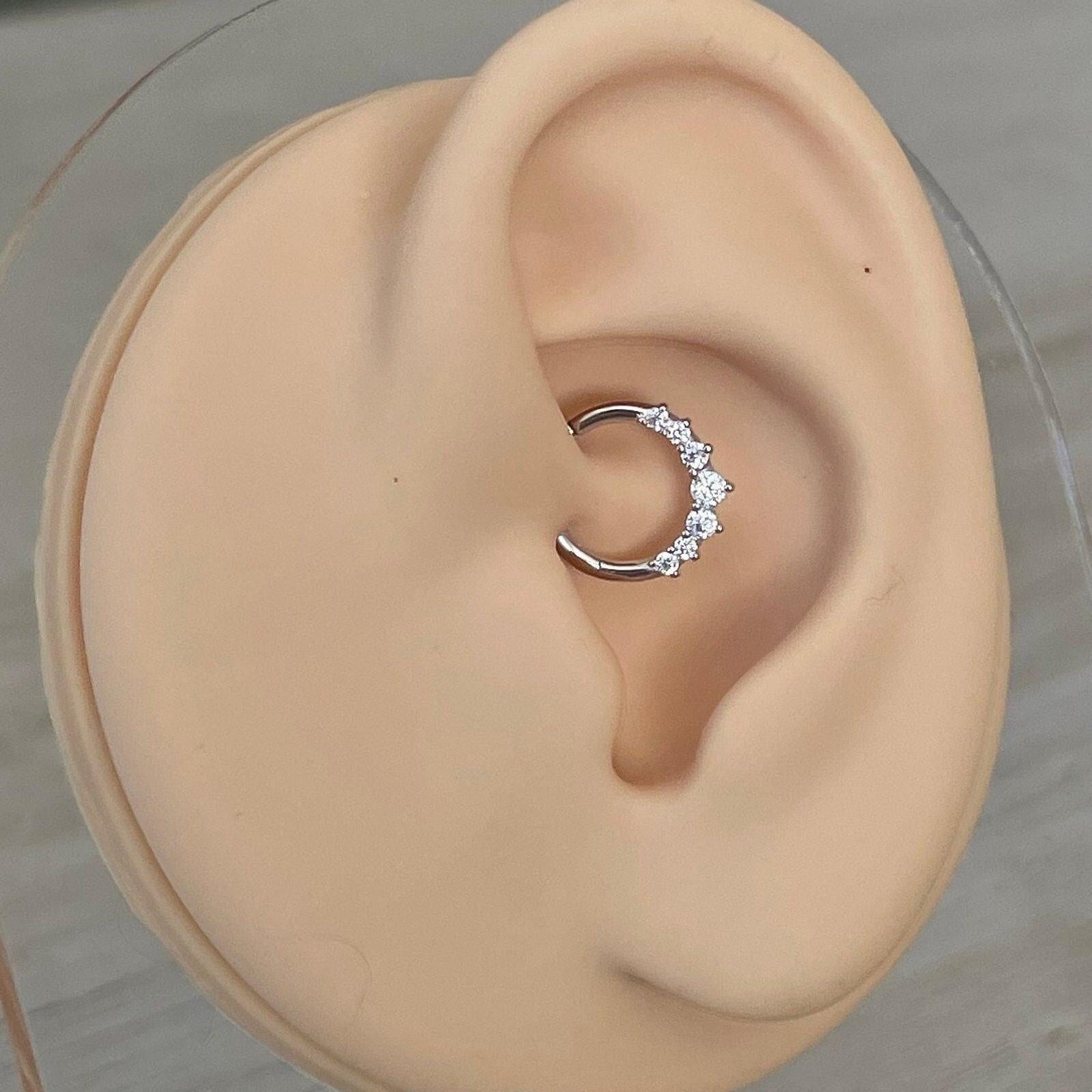 Euphora Celeste Daith Earring-Daith Earring-8mm Diameter-White Gold-Elara Body Jewelry