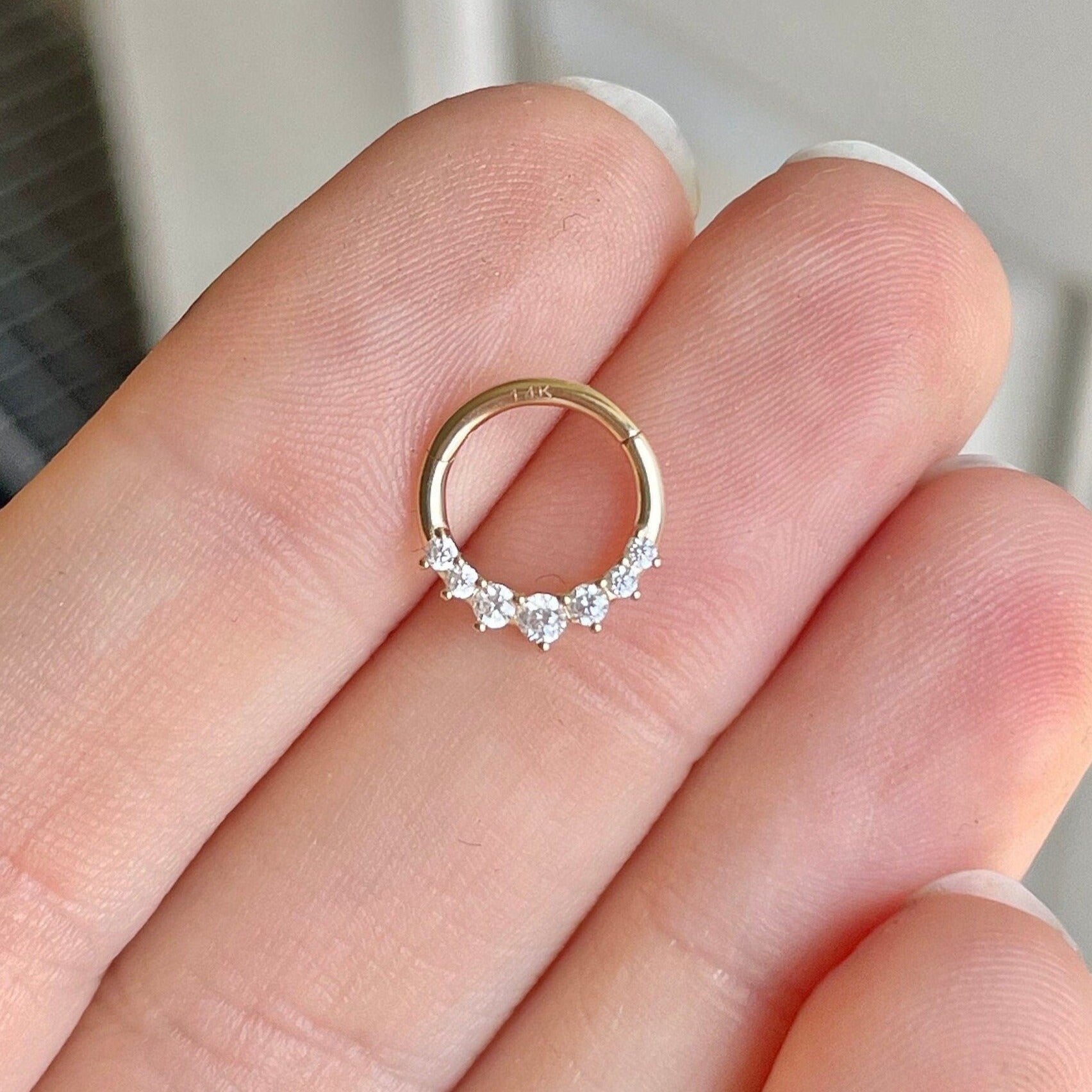 Euphora Celeste Septum Ring-Septum Ring-8mm Diameter-Yellow Gold-Elara Body Jewelry