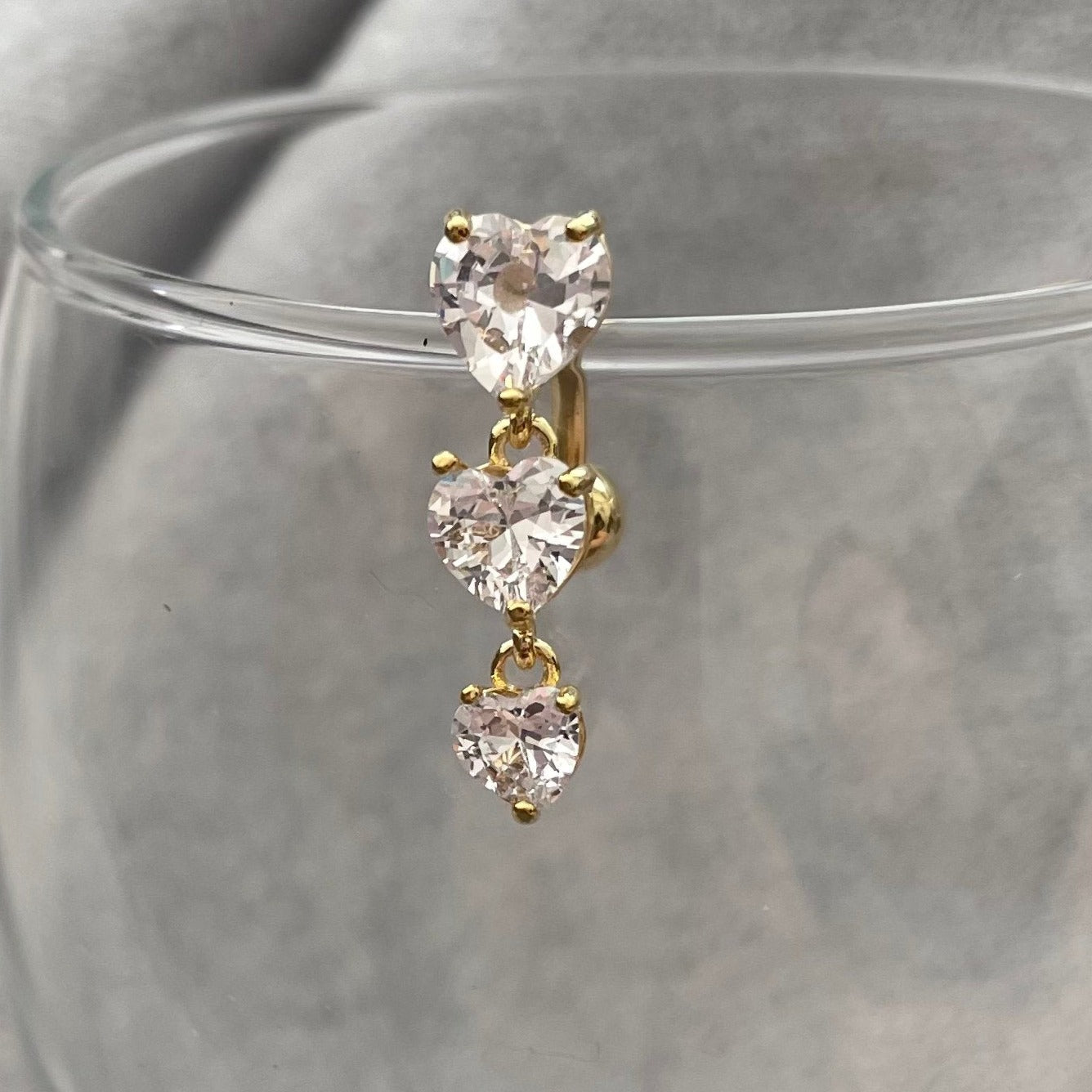 Evolette Hearts Belly Button Ring-Belly Button Rings-Elara Body Jewelry