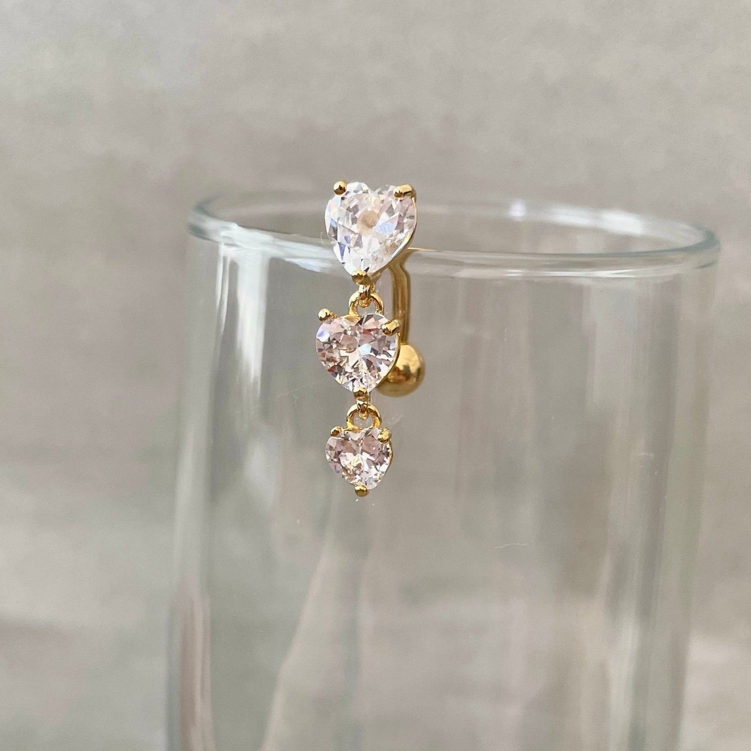 Evolette Hearts Belly Button Ring-Belly Button Rings-Elara Body Jewelry