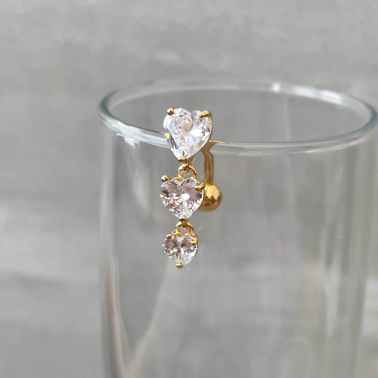 Evolette Hearts Belly Button Ring-Belly Button Rings-Gold-Elara Body Jewelry