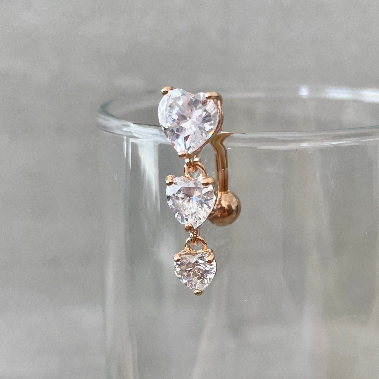 Evolette Hearts Belly Button Ring-Belly Button Rings-Elara Body Jewelry