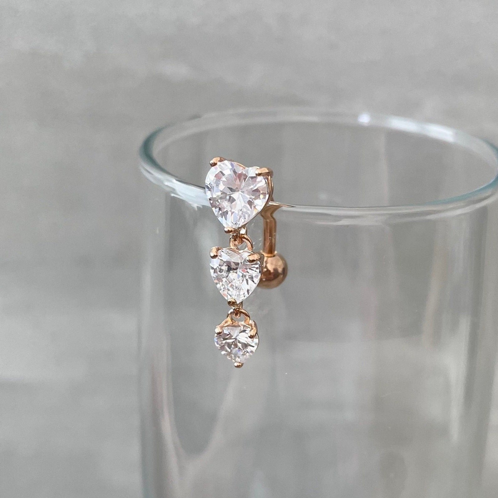 Evolette Hearts Belly Button Ring-Belly Button Rings-Elara Body Jewelry