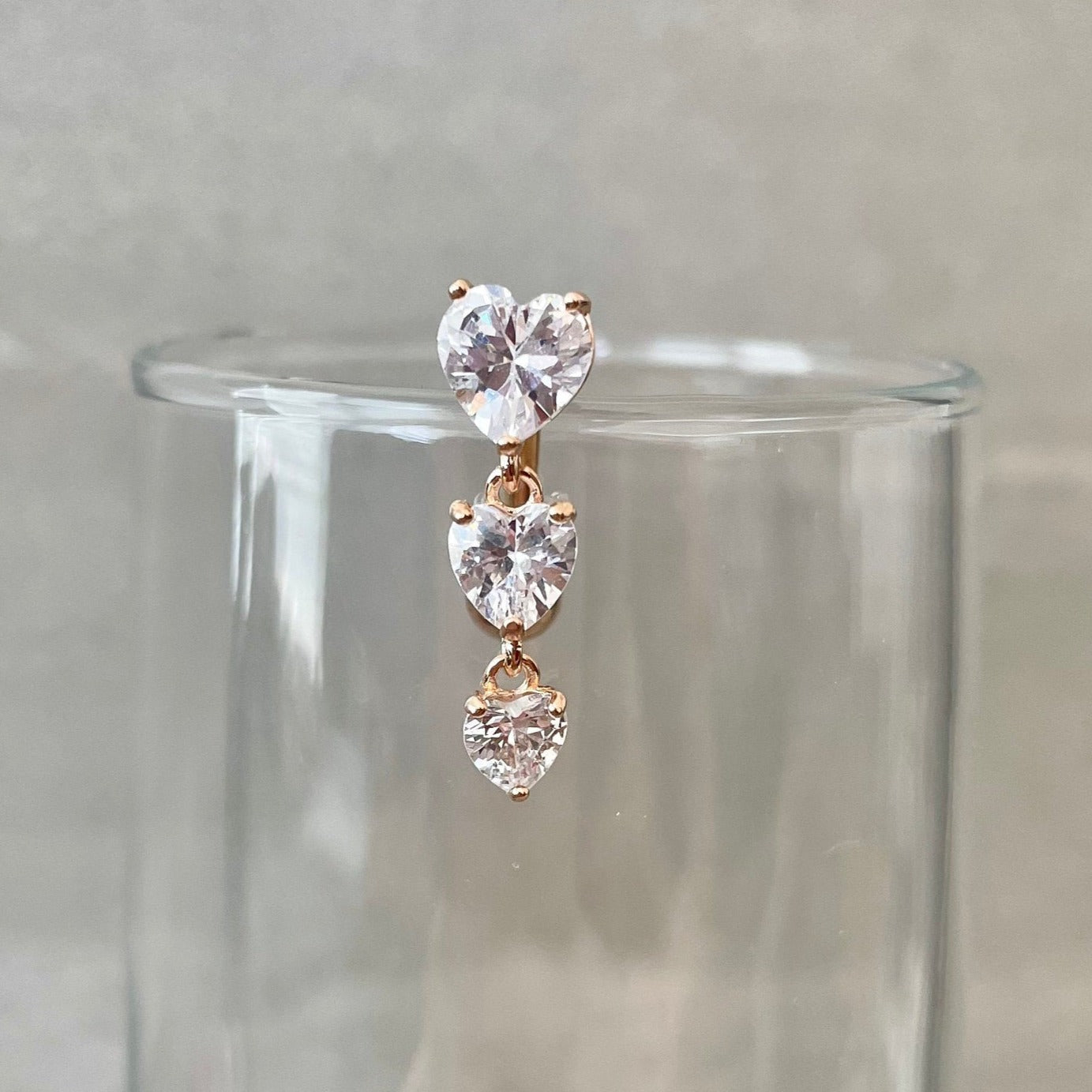 Evolette Hearts Belly Button Ring-Belly Button Rings-Rose gold-Elara Body Jewelry