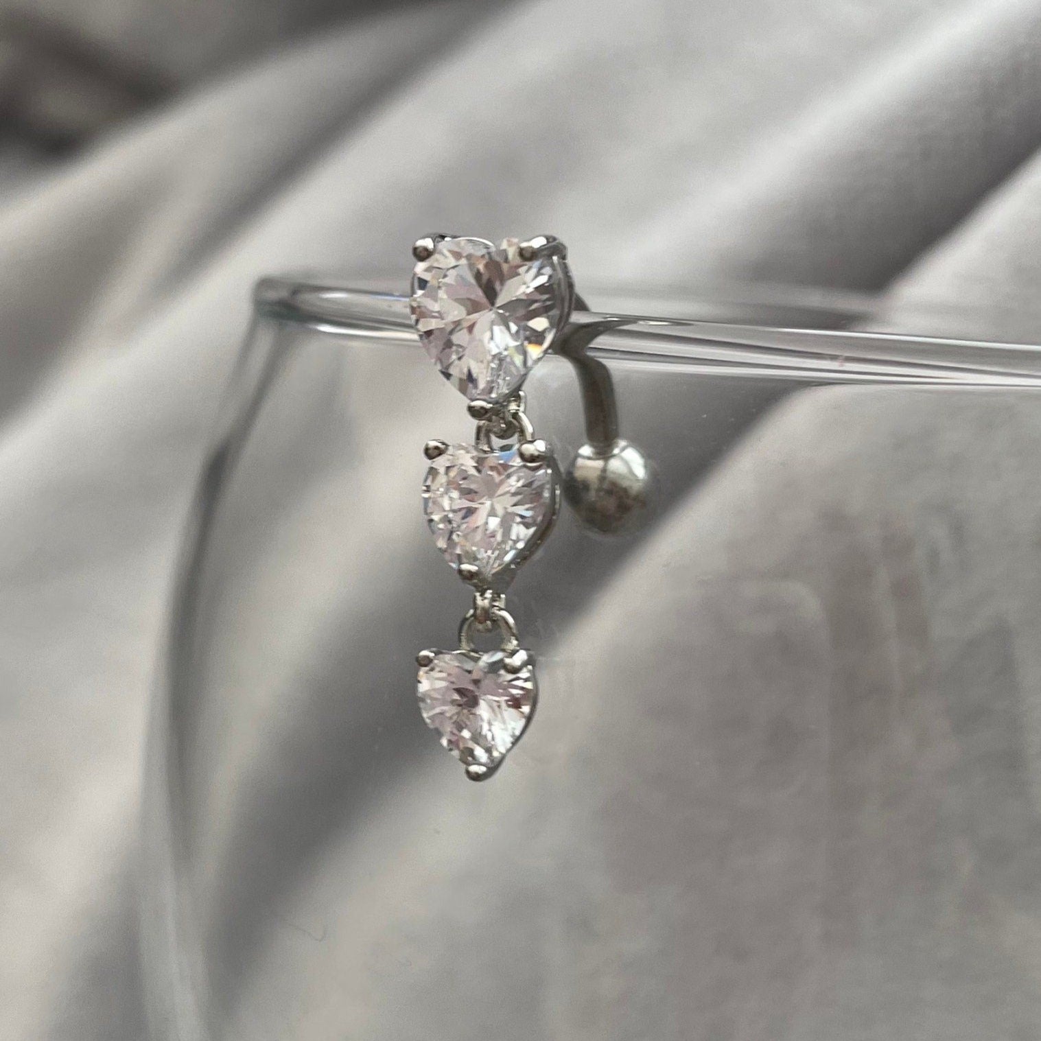 Evolette Hearts Belly Button Ring-Belly Button Rings-Elara Body Jewelry