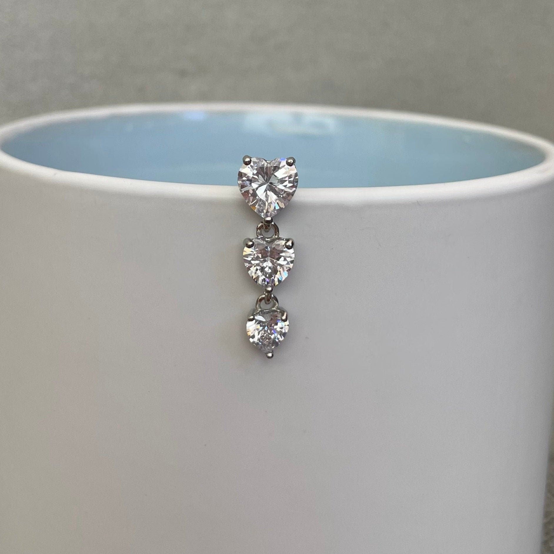 Evolette Hearts Belly Button Ring-Belly Button Rings-Silver-Elara Body Jewelry