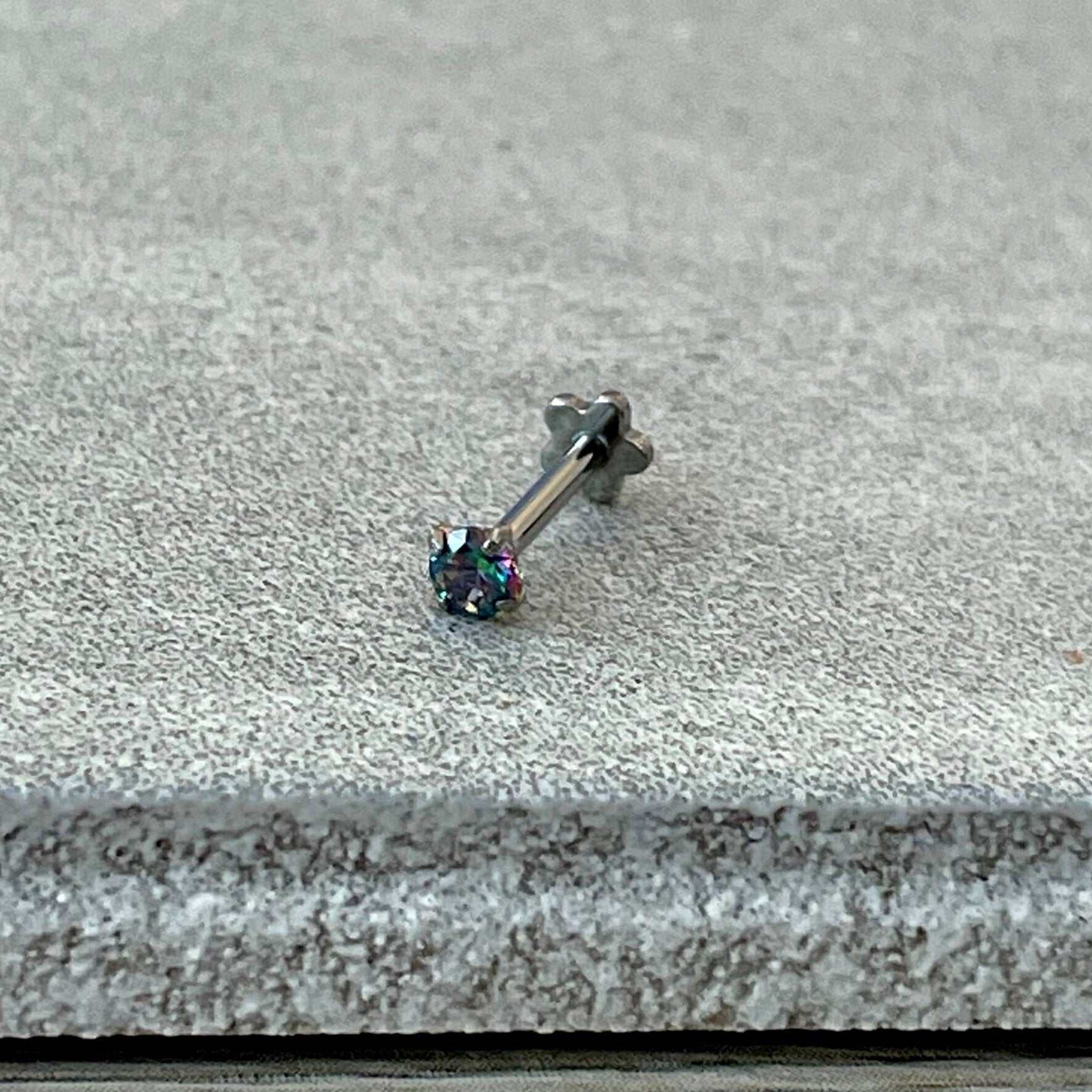 Flat Back Stud Piercing (16G or 18G | 8mm | Titanium | Multiple Color Options)-Cartilage Earring-Elara Body Jewelry