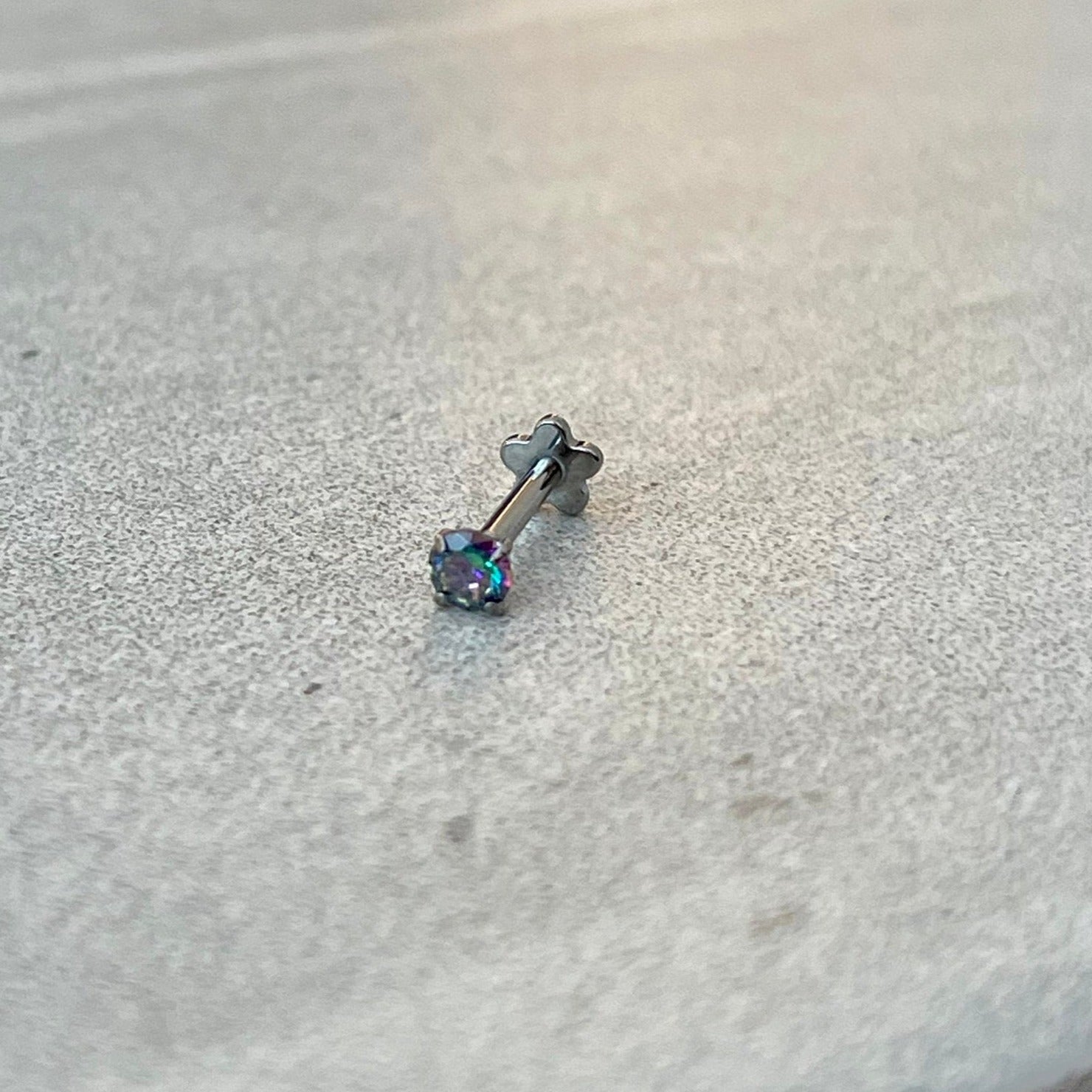 Flat Back Stud Piercing (16G or 18G | 8mm | Titanium | Multiple Color Options)-Cartilage Earring-Elara Body Jewelry