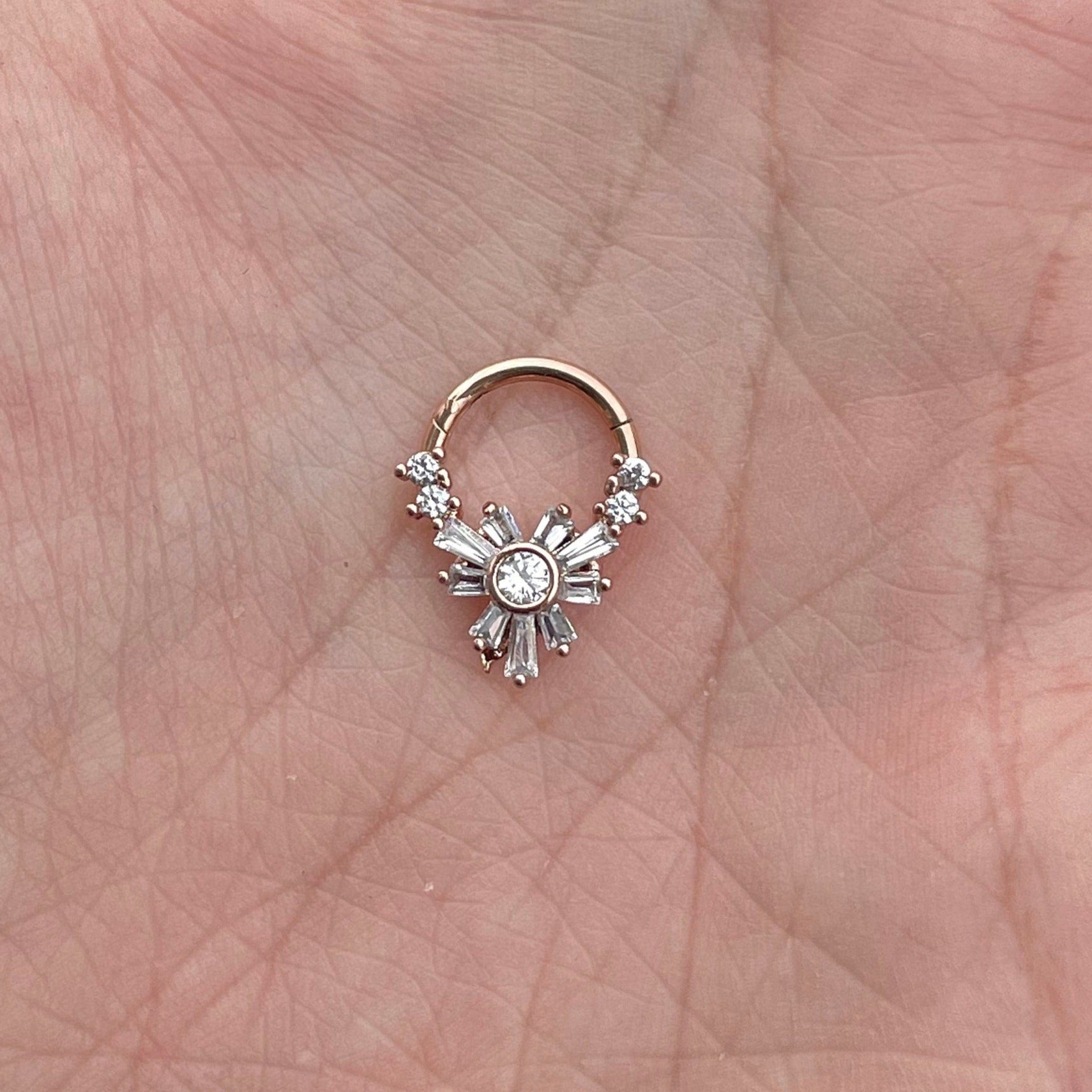 Fleure Lume Daith Earring-Daith Earring-8mm Diameter-Rose gold-Elara Body Jewelry