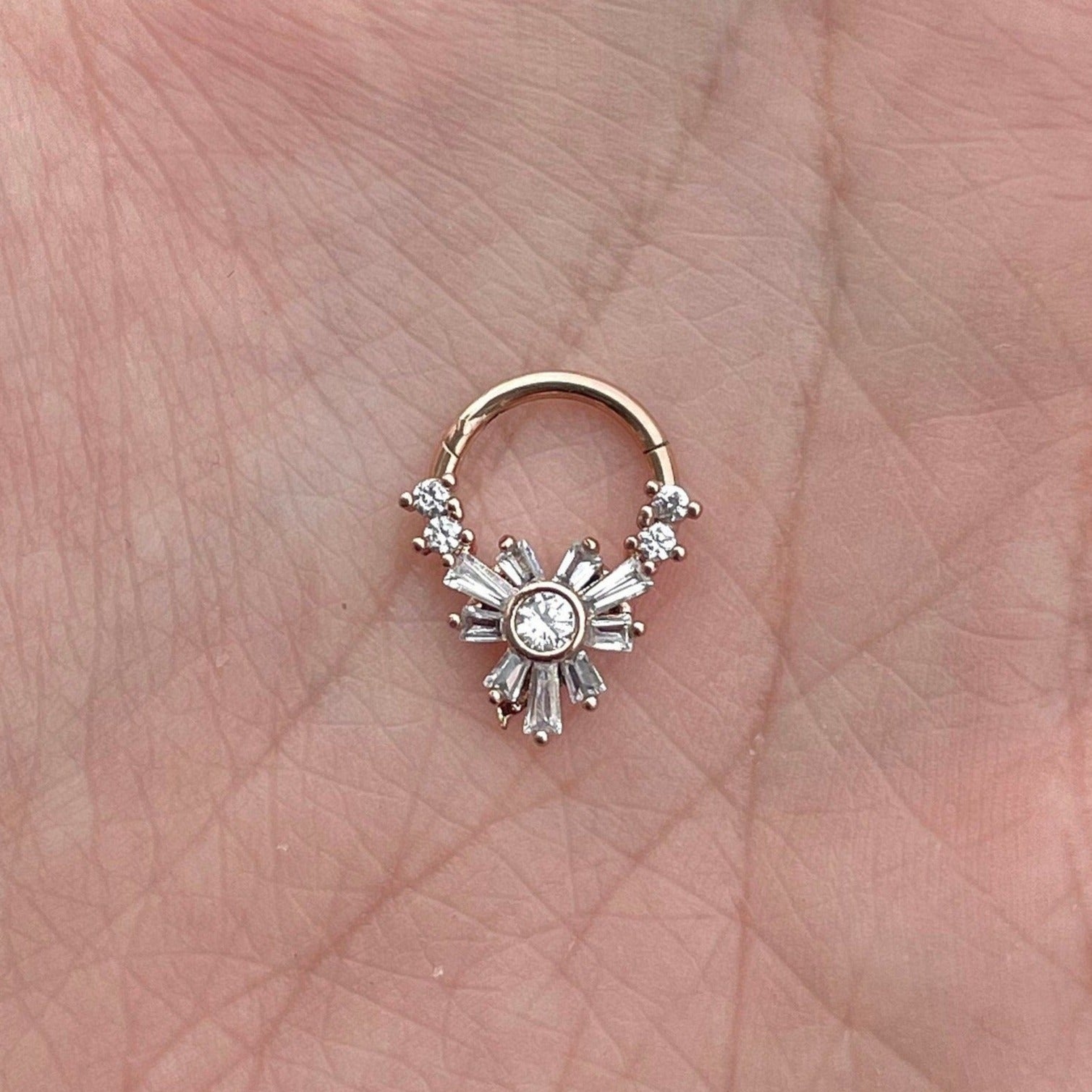 Fleure Lume Daith Earring-Daith Earring-8mm Diameter-Rose gold-Elara Body Jewelry