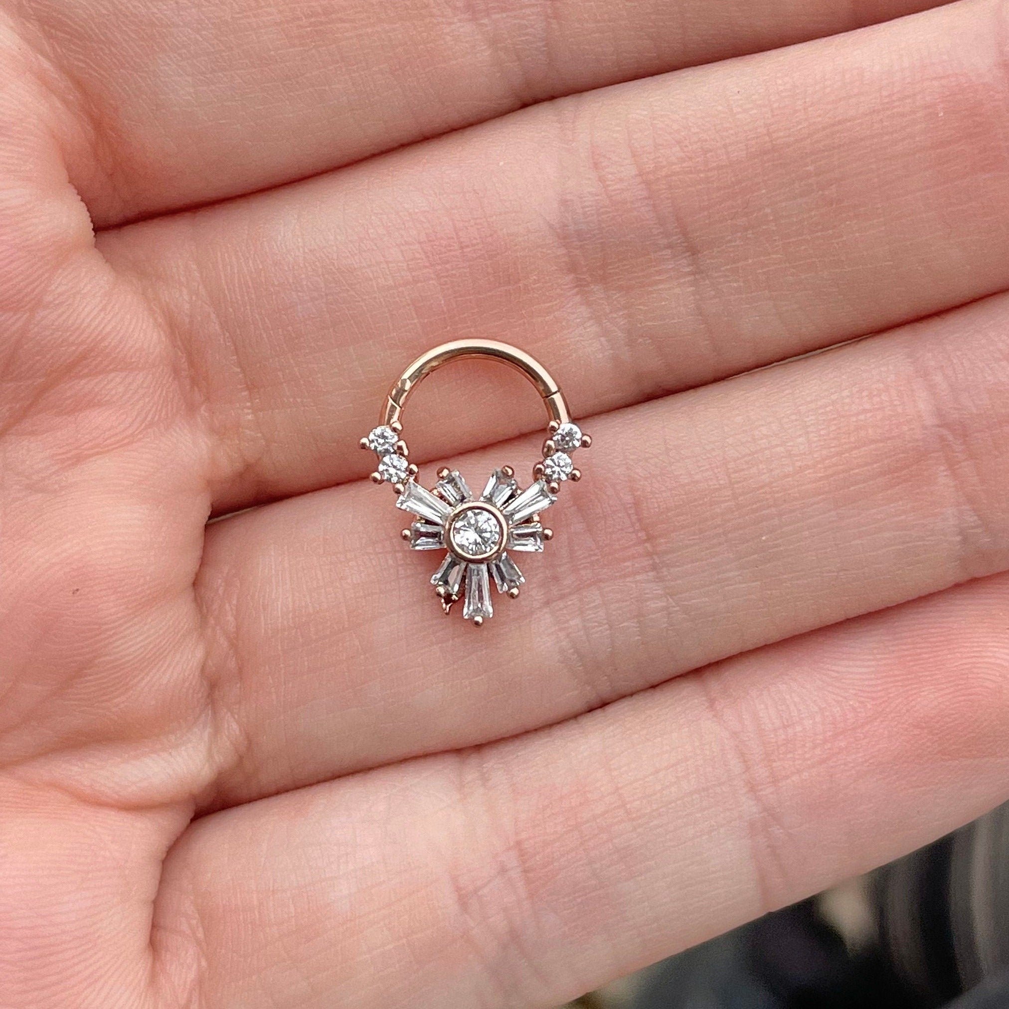 Fleure Lume Septum Ring-Septum Ring-8mm Diameter-Rose gold-Elara Body Jewelry