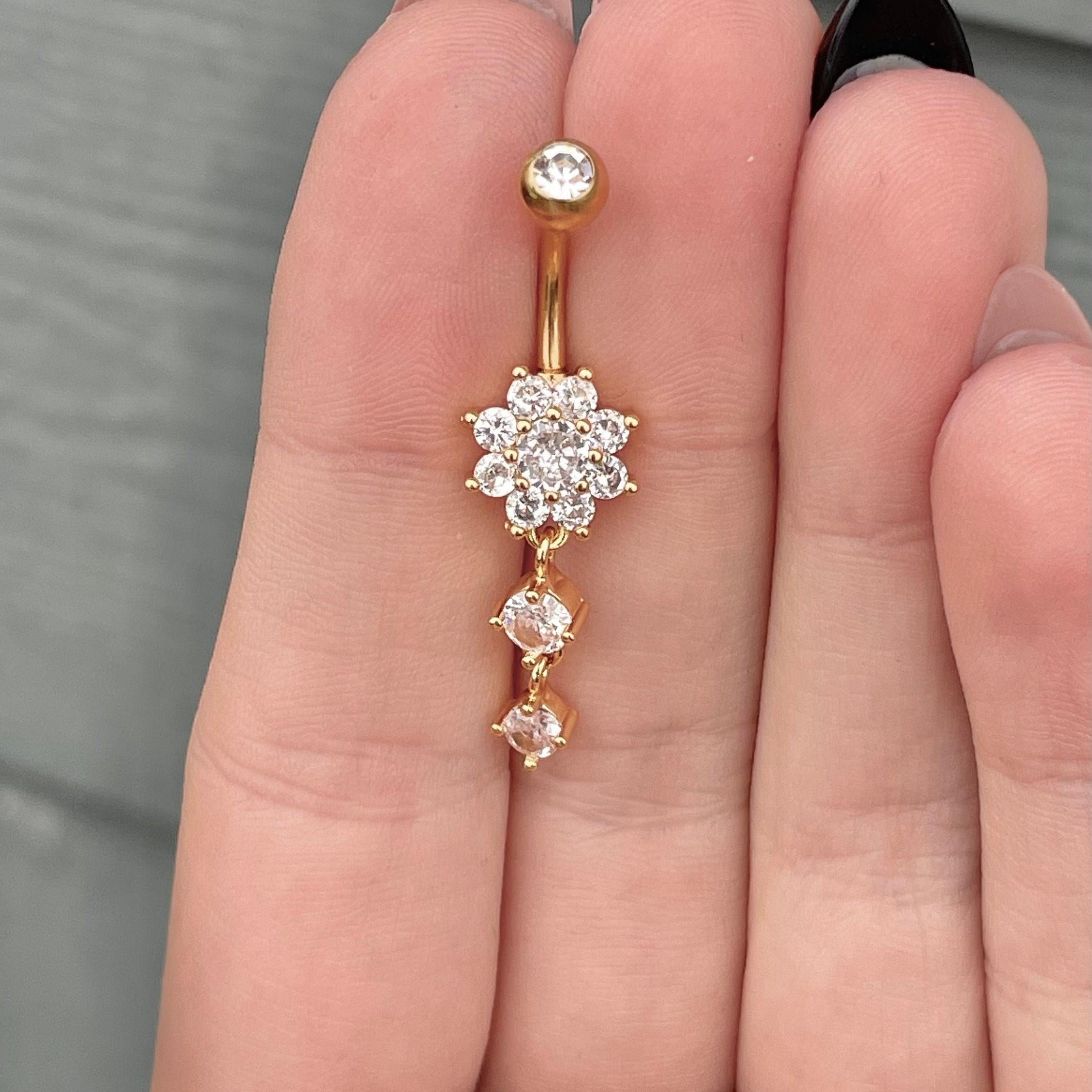 Fleurvale Belly Button Ring-Belly Button Rings-Gold-Elara Body Jewelry