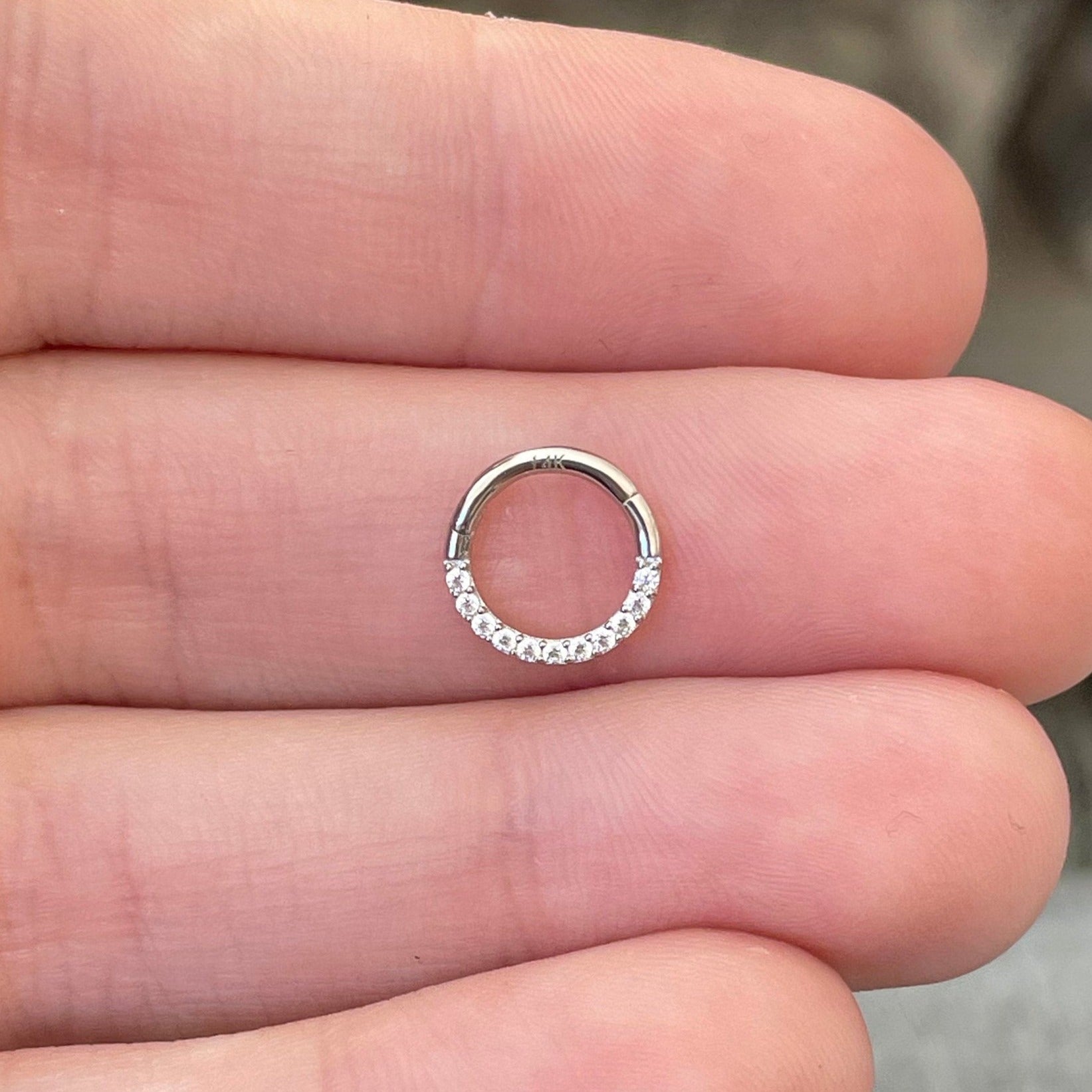 Golden Halo Daith Earring-Daith Earring-6mm Diameter-White Gold-Elara Body Jewelry