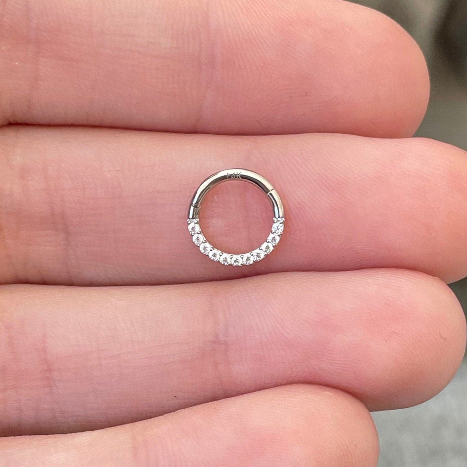 Golden Halo Daith Earring-Daith Earring-6mm Diameter-White Gold-Elara Body Jewelry