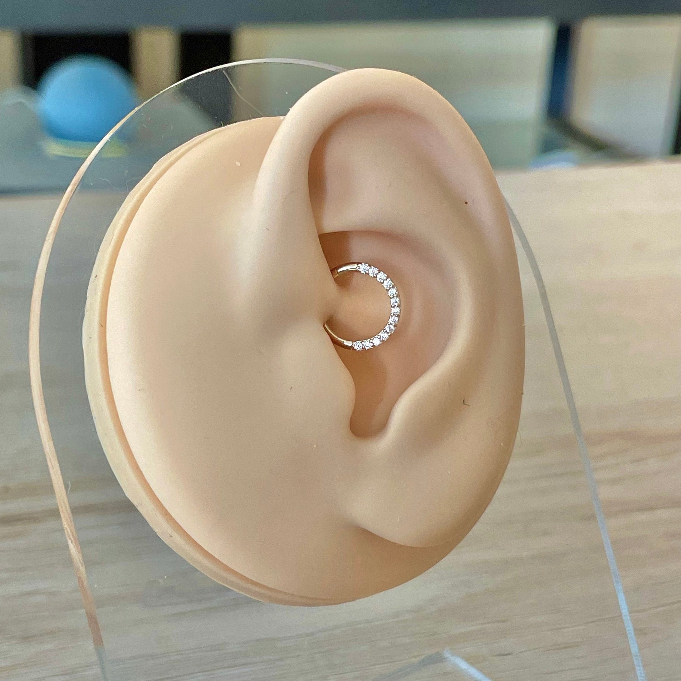 Golden Halo Daith Earring-Daith Earring-6mm Diameter-Yellow Gold-Elara Body Jewelry