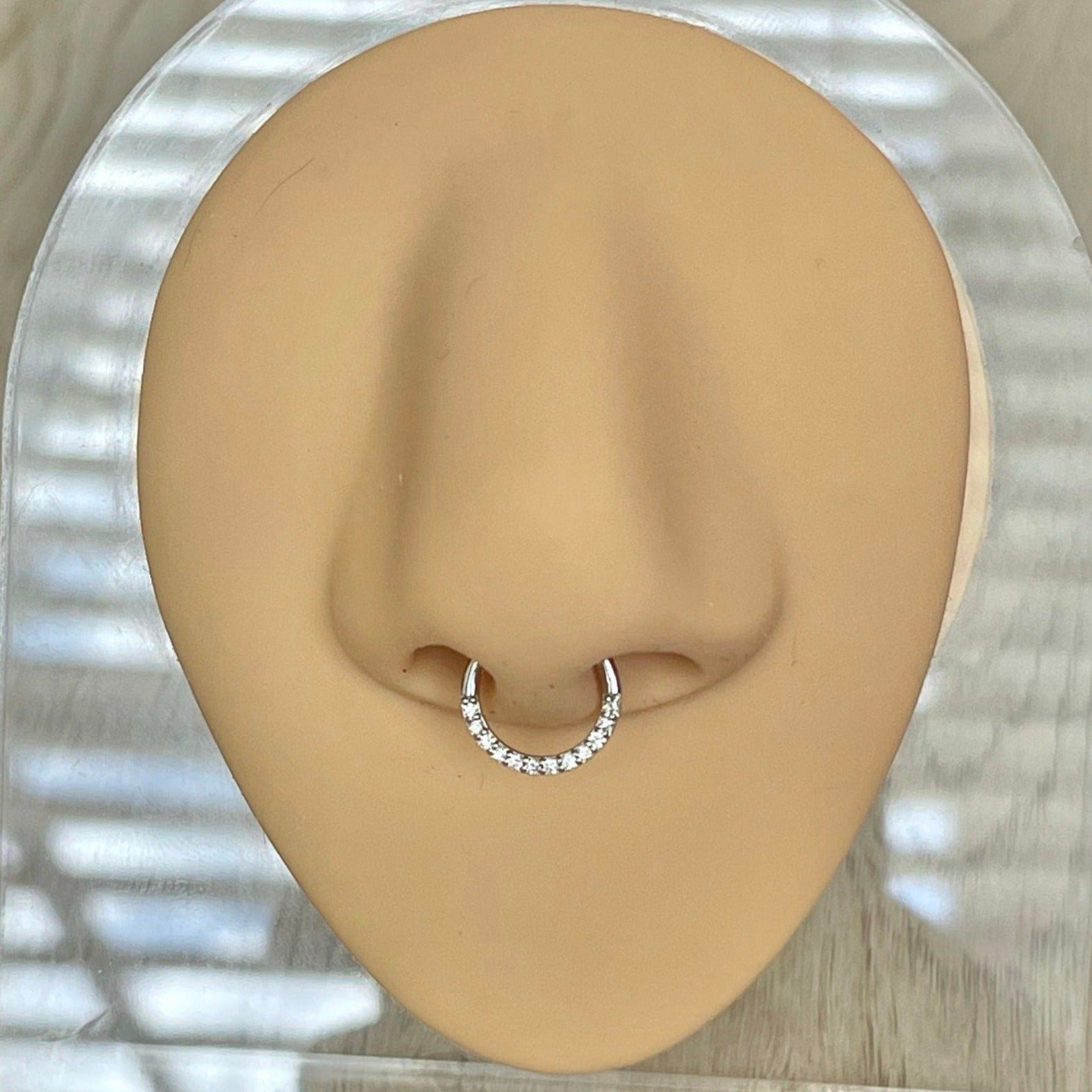 Golden Halo Septum Ring-Septum Ring-6mm Diameter-White Gold-Elara Body Jewelry