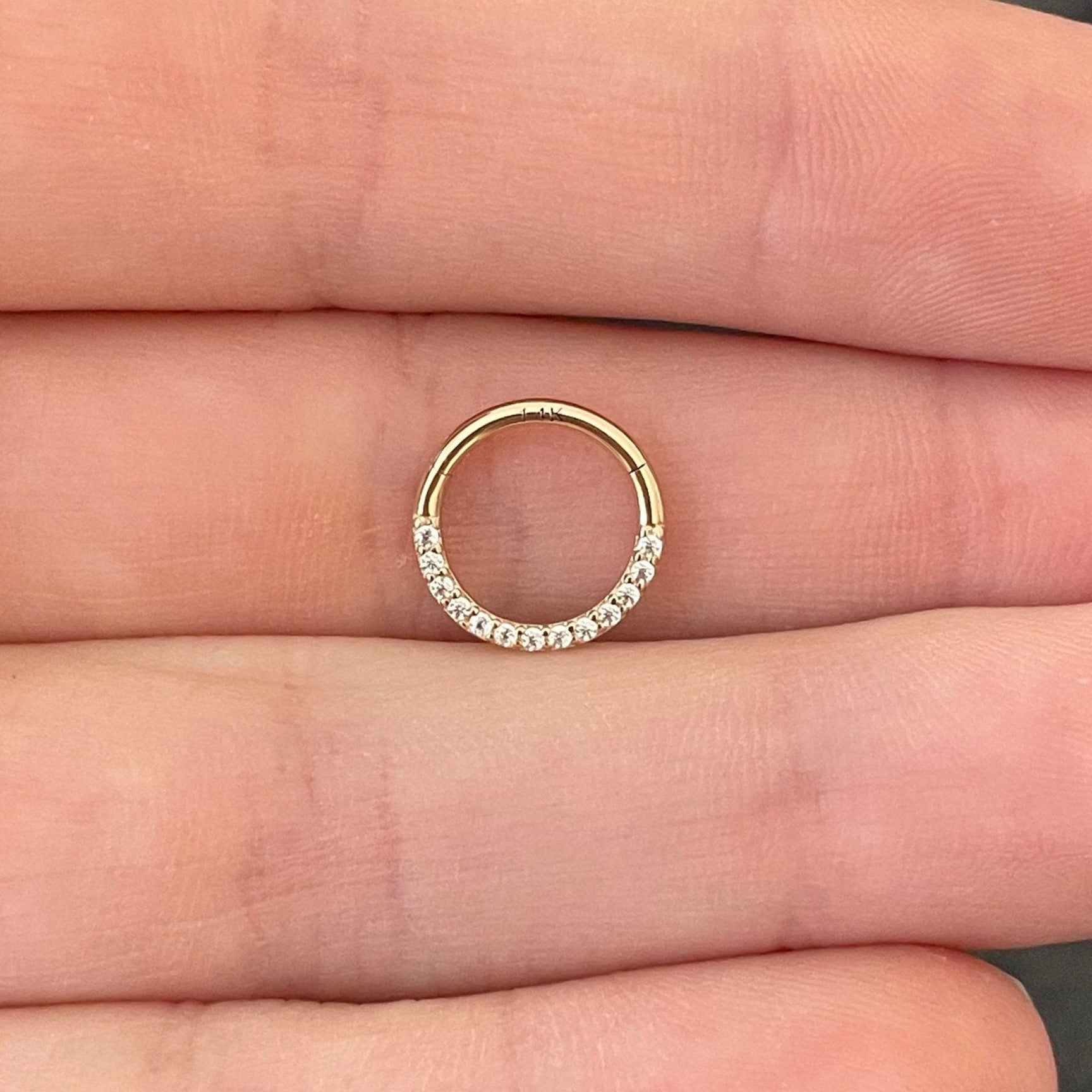 Golden Halo Septum Ring-Septum Ring-6mm Diameter-Yellow Gold-Elara Body Jewelry