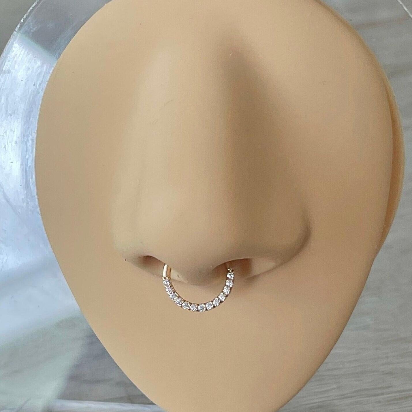 Golden Halo Septum Ring-Septum Ring-6mm Diameter-Yellow Gold-Elara Body Jewelry