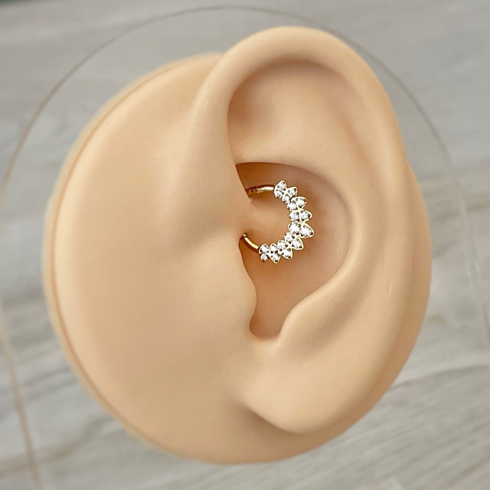 Halo de Celeste Daith Earring-Daith Earring-Gold/Clear CZs-8mm Inner Diameter-Elara Body Jewelry