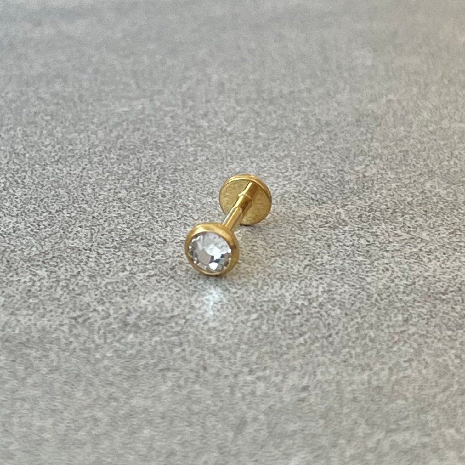 Helix/Conch Cartilage Flat-Back Stud (16G | 8mm | Titanium | Silver or Gold)-Cartilage Earring-Elara Body Jewelry