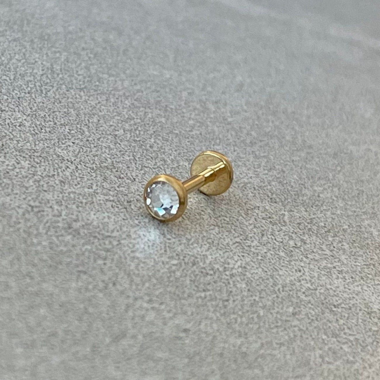 Helix/Conch Cartilage Flat-Back Stud (16G | 8mm | Titanium | Silver or Gold)-Cartilage Earring-Elara Body Jewelry