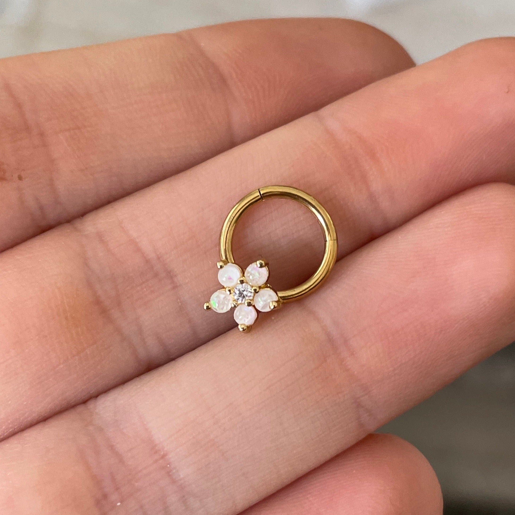 Iselda Bloom Daith Earring-Daith Earring-Gold-Elara Body Jewelry