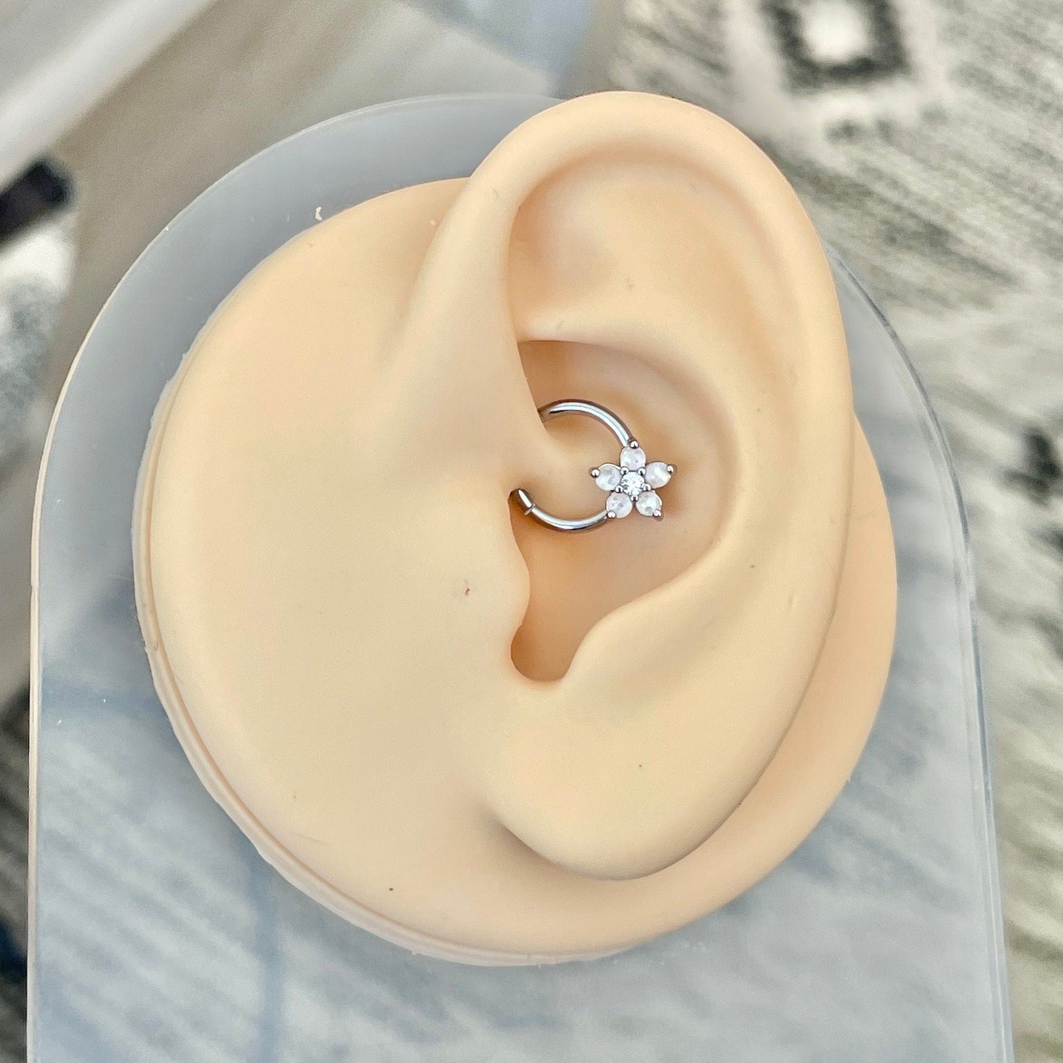 Iselda Bloom Daith Earring-Daith Earring-Silver-Elara Body Jewelry