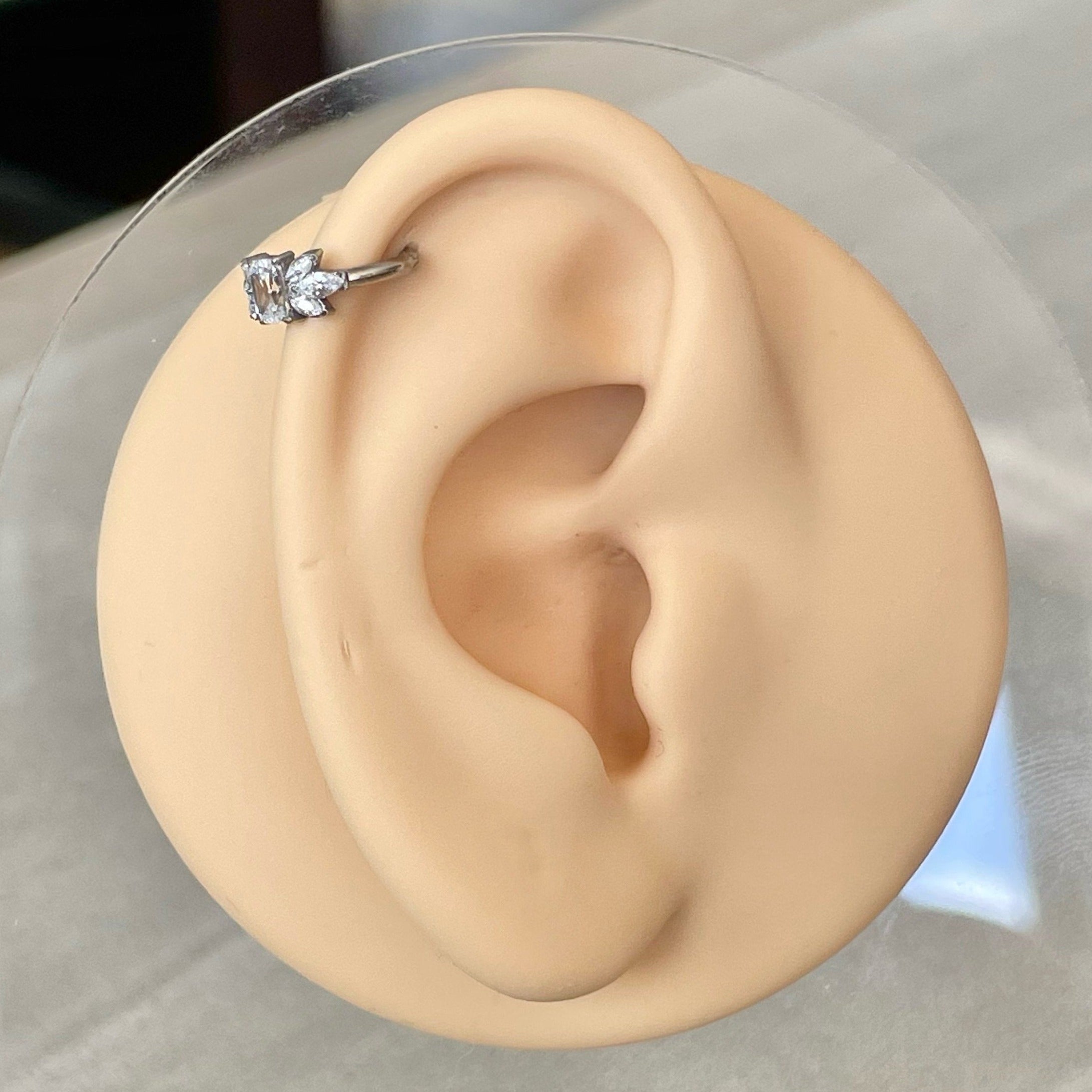 Isolde’s Glow Helix Earring-Cartilage Earring-Silver-8mm Inner Diameter-Elara Body Jewelry
