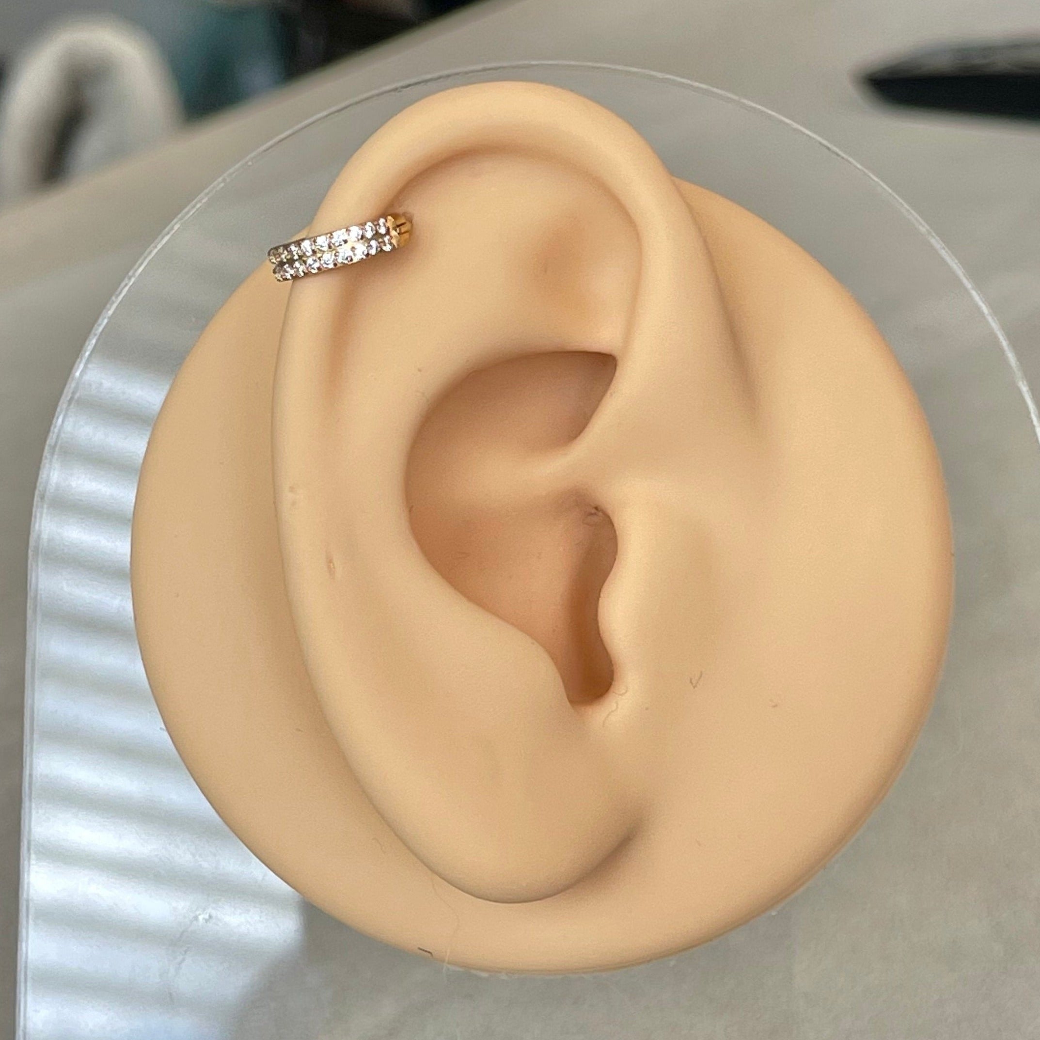 La Dualite Helix Earring-Cartilage Earring-Gold-8mm Inner Diameter-Elara Body Jewelry