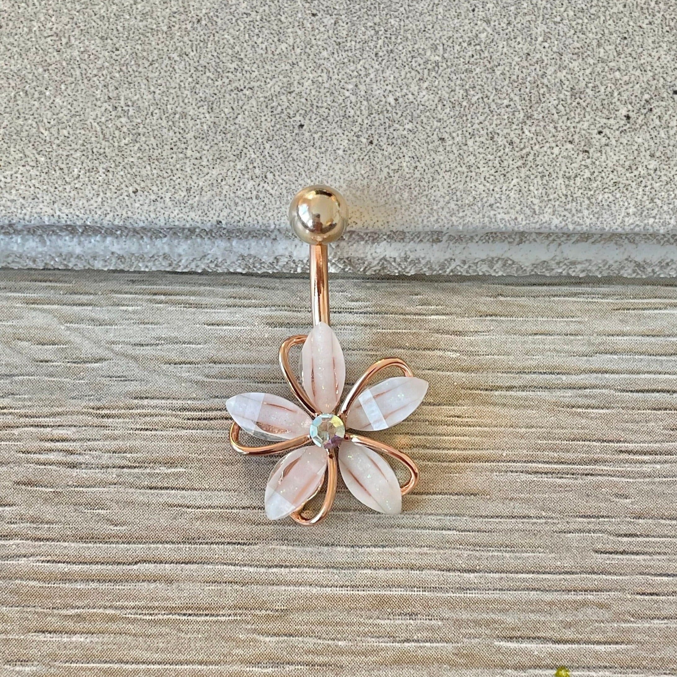 Leilani Bloom Belly Button Ring-Belly Button Rings-Rose gold-Elara Body Jewelry