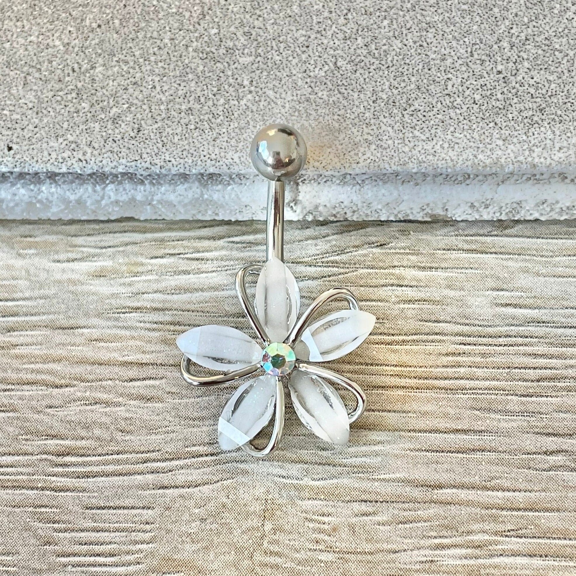 Leilani Bloom Belly Button Ring-Belly Button Rings-Silver-Elara Body Jewelry