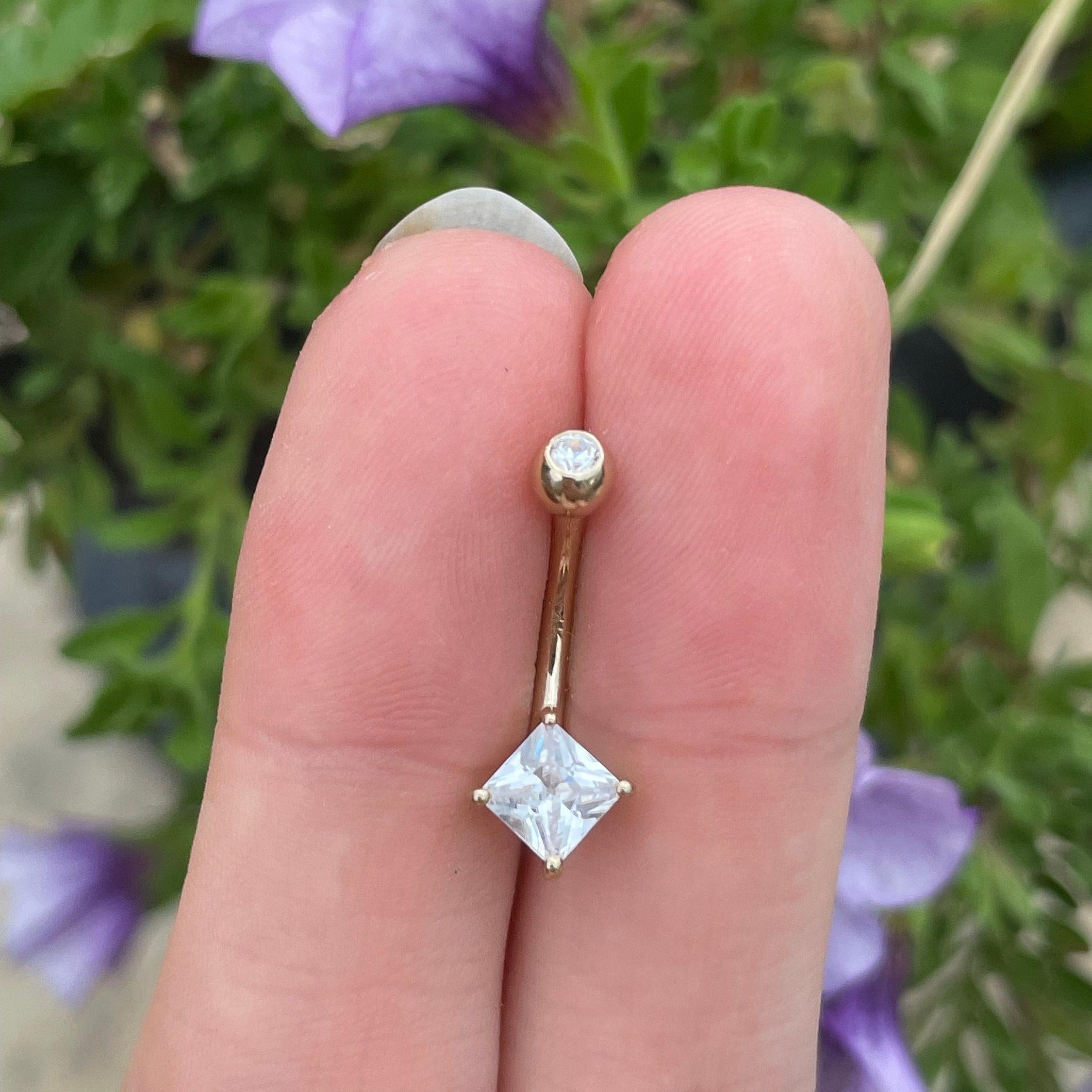 Linea Solid Gold Belly Button Ring-Belly Button Rings-Elara Body Jewelry