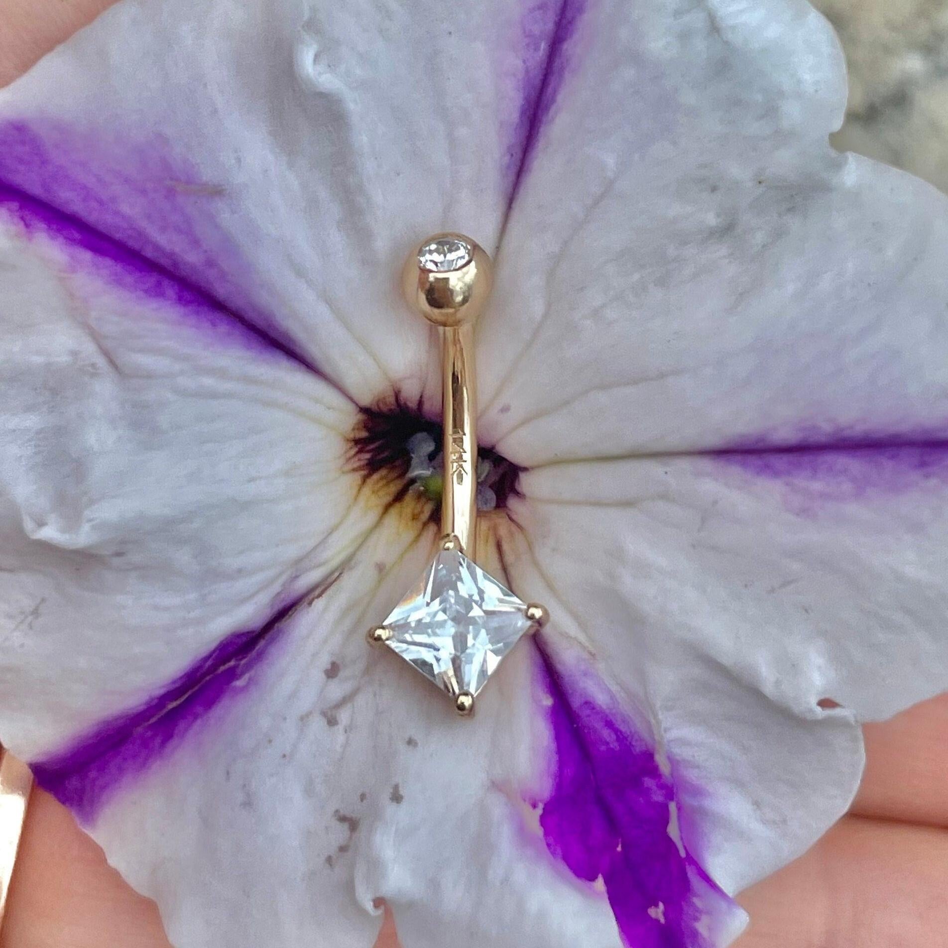 Linea Solid Gold Belly Button Ring-Belly Button Rings-Elara Body Jewelry